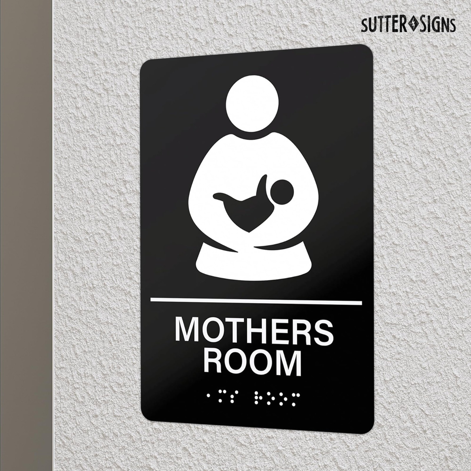 6×9 Inch Black White Mothers Room Sign Braille SelfAdhesive Nursing Lactation