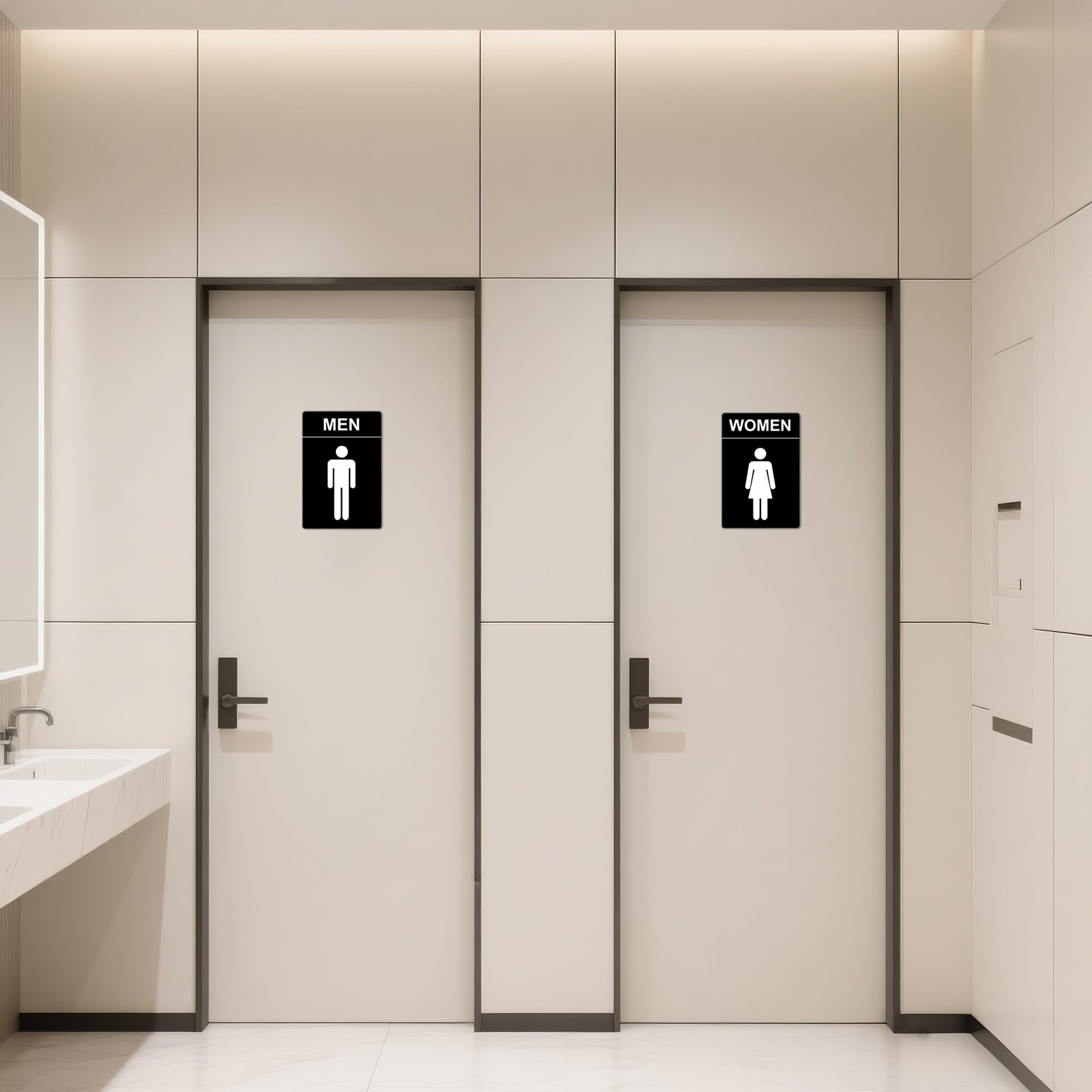 Restroom Sign – (2 Pack) 9&Prime;x6&Prime; Women and Men for Business with Strong Self-Ad