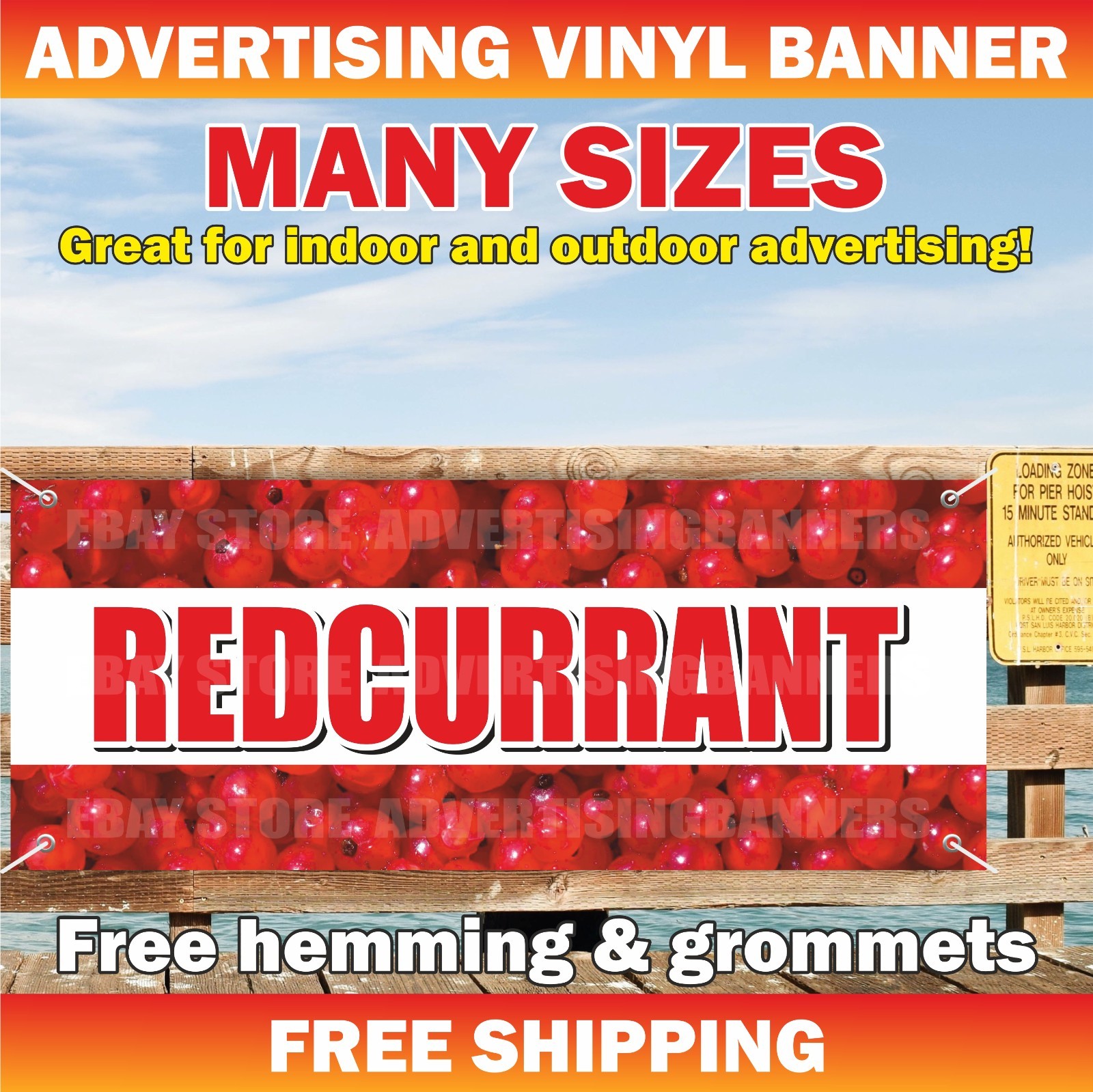 REDCURRANT Advertising Banner Vinyl Mesh Sign Fruits Farm Stend Fresh berries