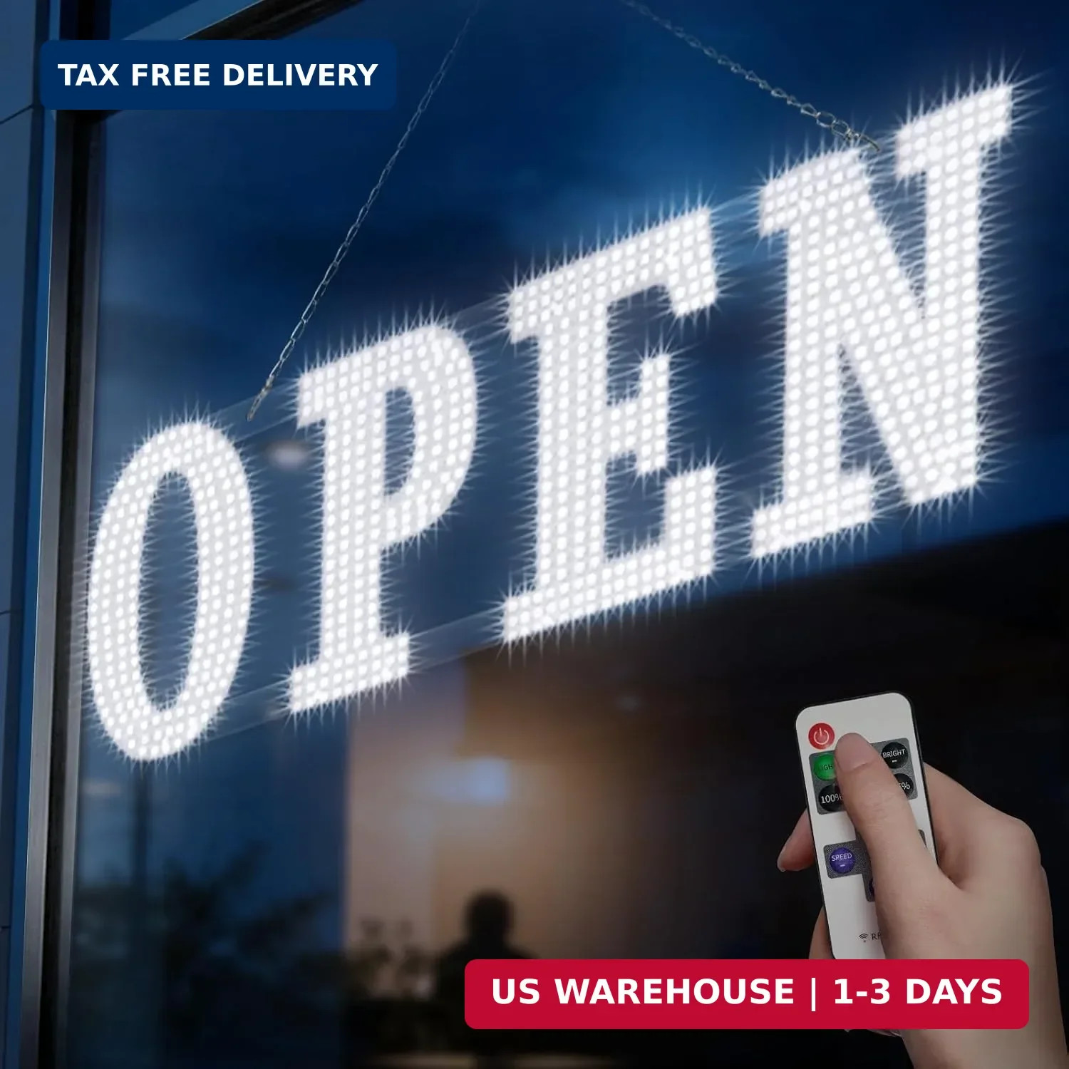 40&Prime; x 14&Prime; Large LED Open Sign with Remote Control High Bright Visibility Busines