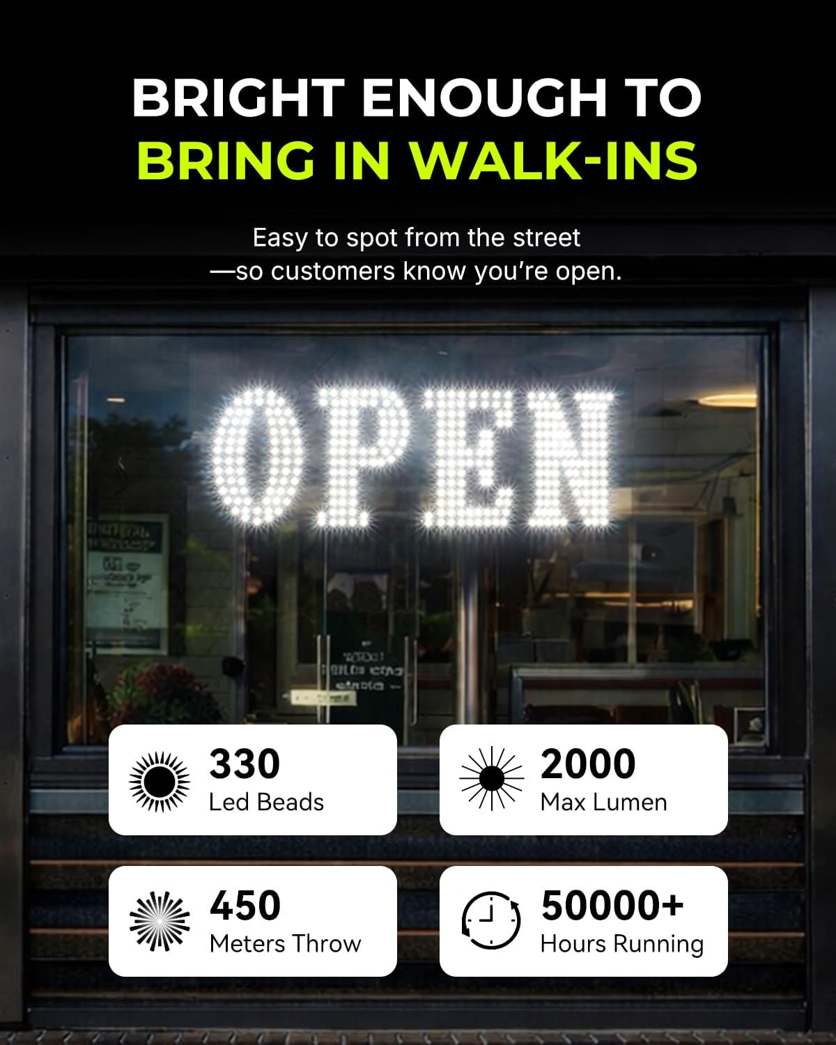 30&Prime;X10&Prime; Super Bright LED Open Sign for Stores, Bars, Restaurants & More