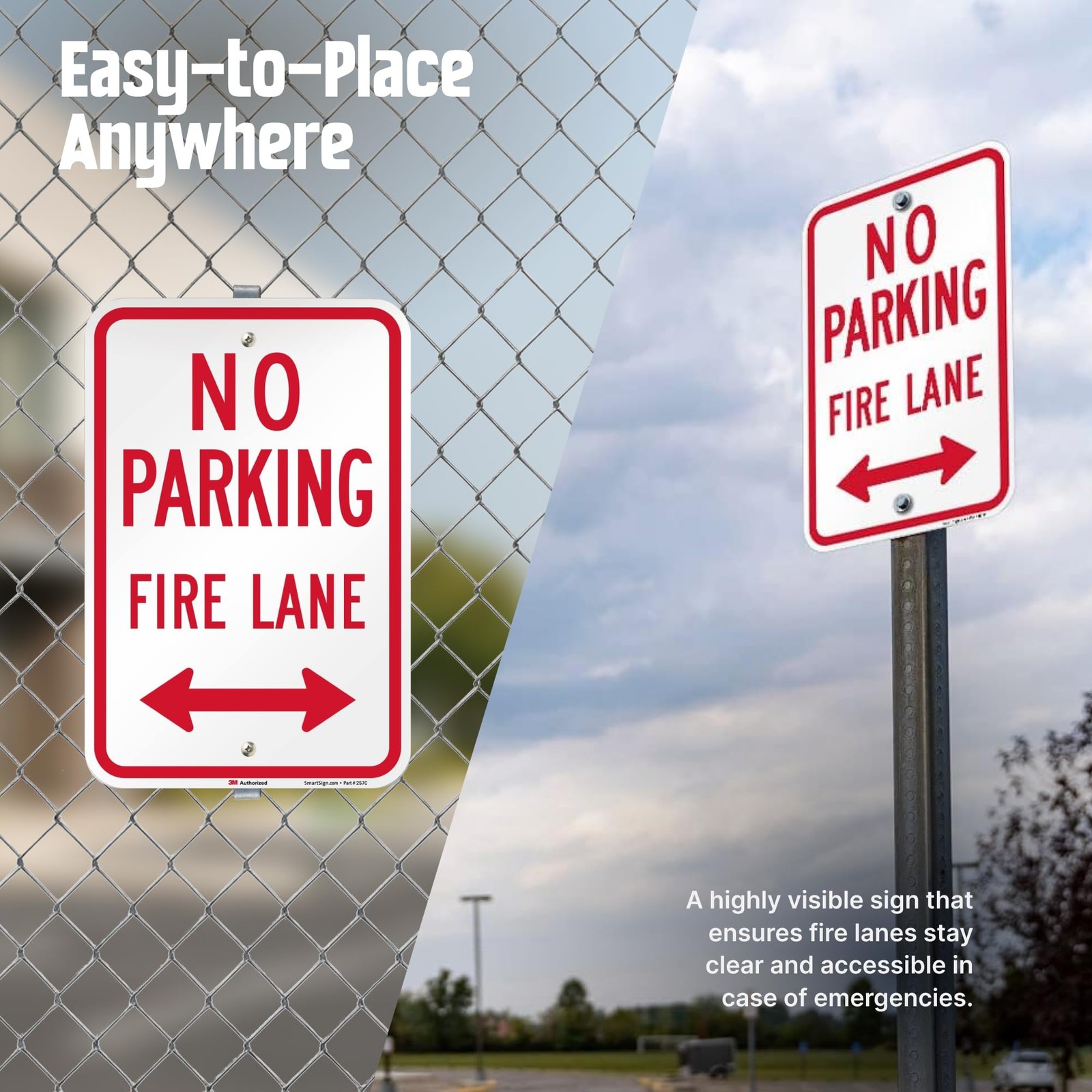 Colorado Fire Lane No Parking Sign with Bidirectional Arrow 2 Pack, 18 x 12 …