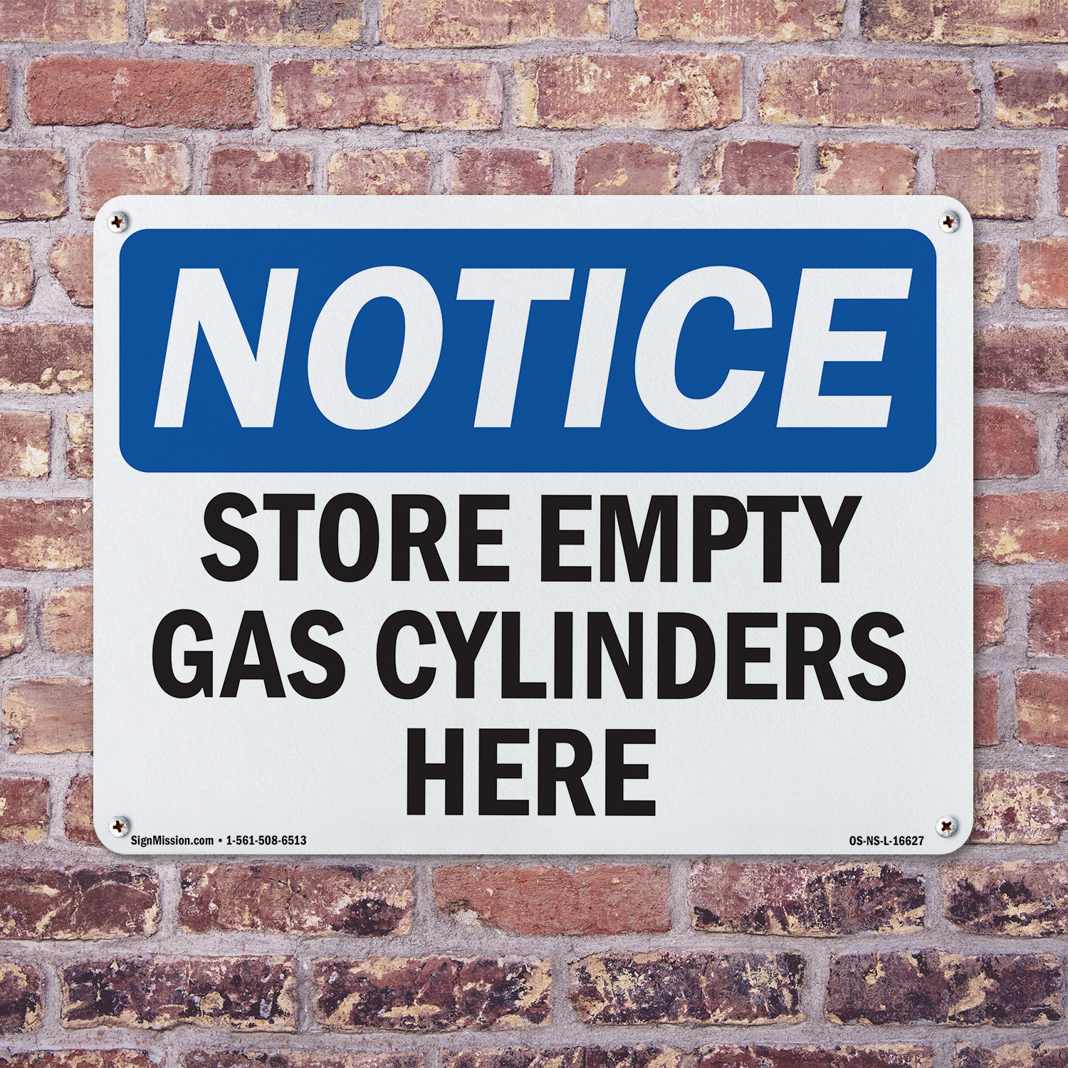 Store Empty Gas Cylinders Here OSHA Notice Sign Metal,, Decal 5 or 10 Pack