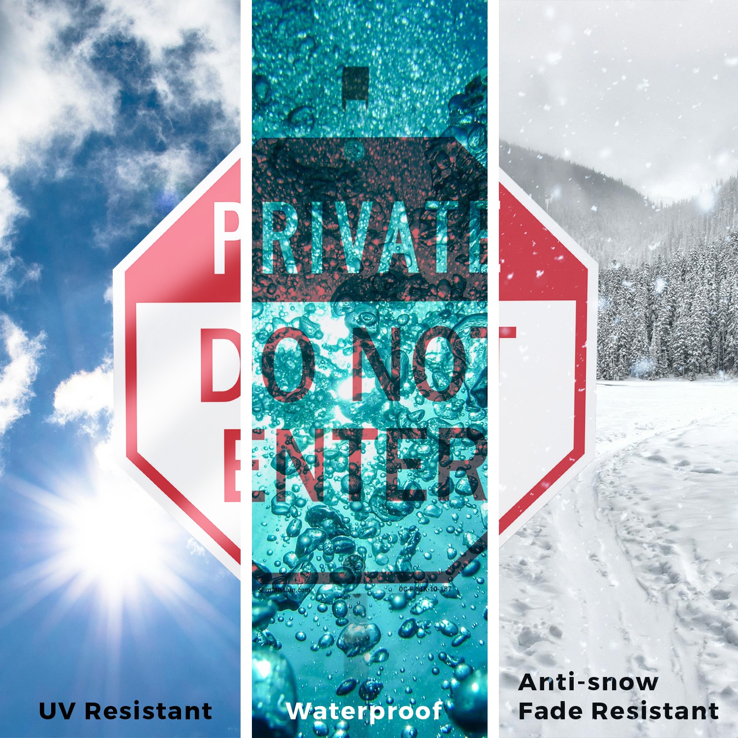 Private Do Not Enter Octagon Sign With Stake Weather Resistant UV Protected