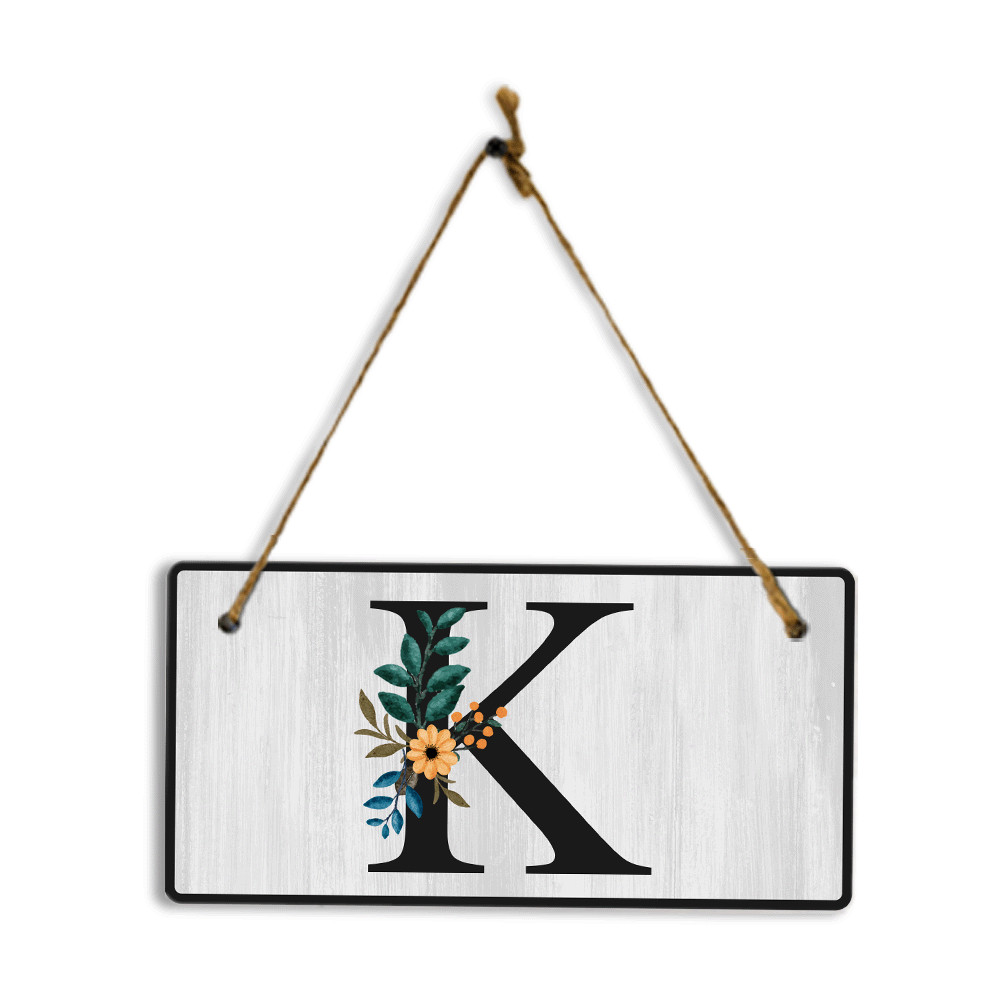 K Flower Decor 5×10 Hanging Wall or Door Sign | Alphabet Letter Room Decoration