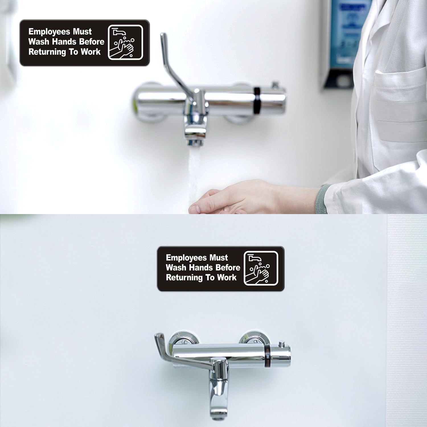 8 Pack 9×3 Inch Employees Must Wash Hands Sign Acrylic Plastic SelfAdhesive