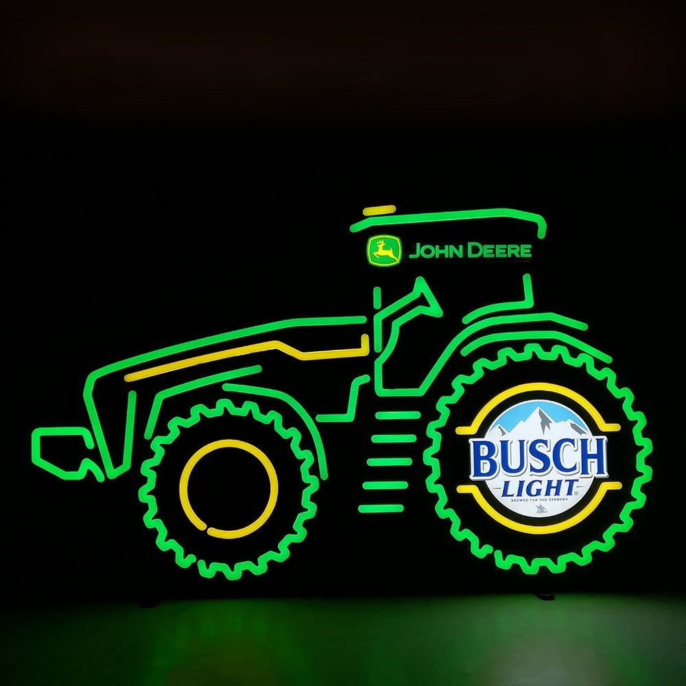 John Deere Tractor LED Neon Sign Busch Light Garage Bar Wall Decor 31 X 21 Inc