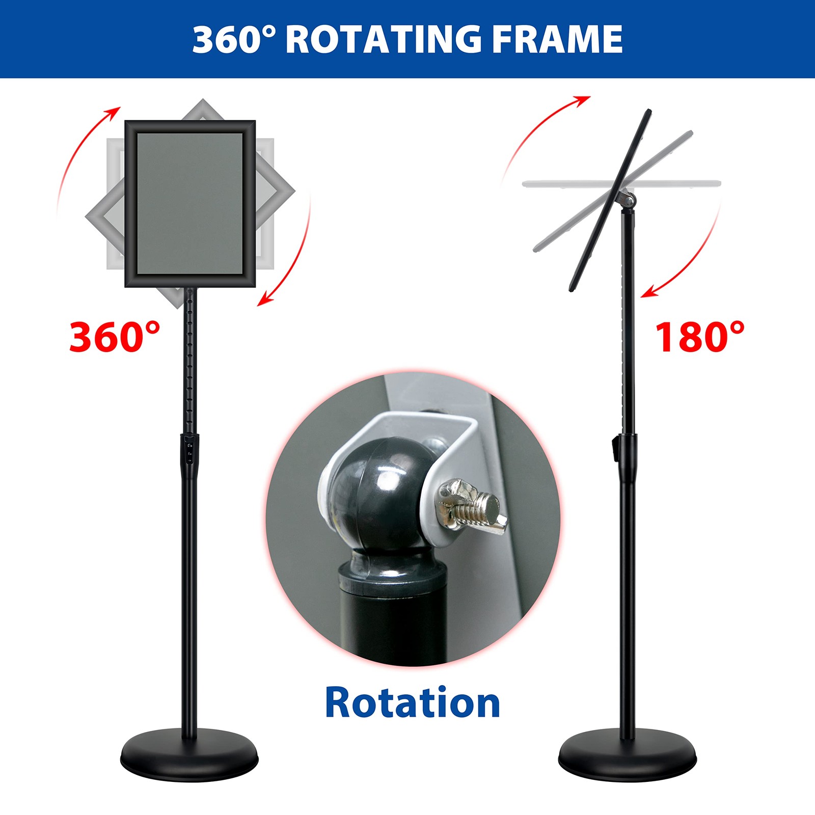 6Packs 8.5×11 Inch Adjustable Pedestal 8.5 x 11 inches (6 Pack), Black