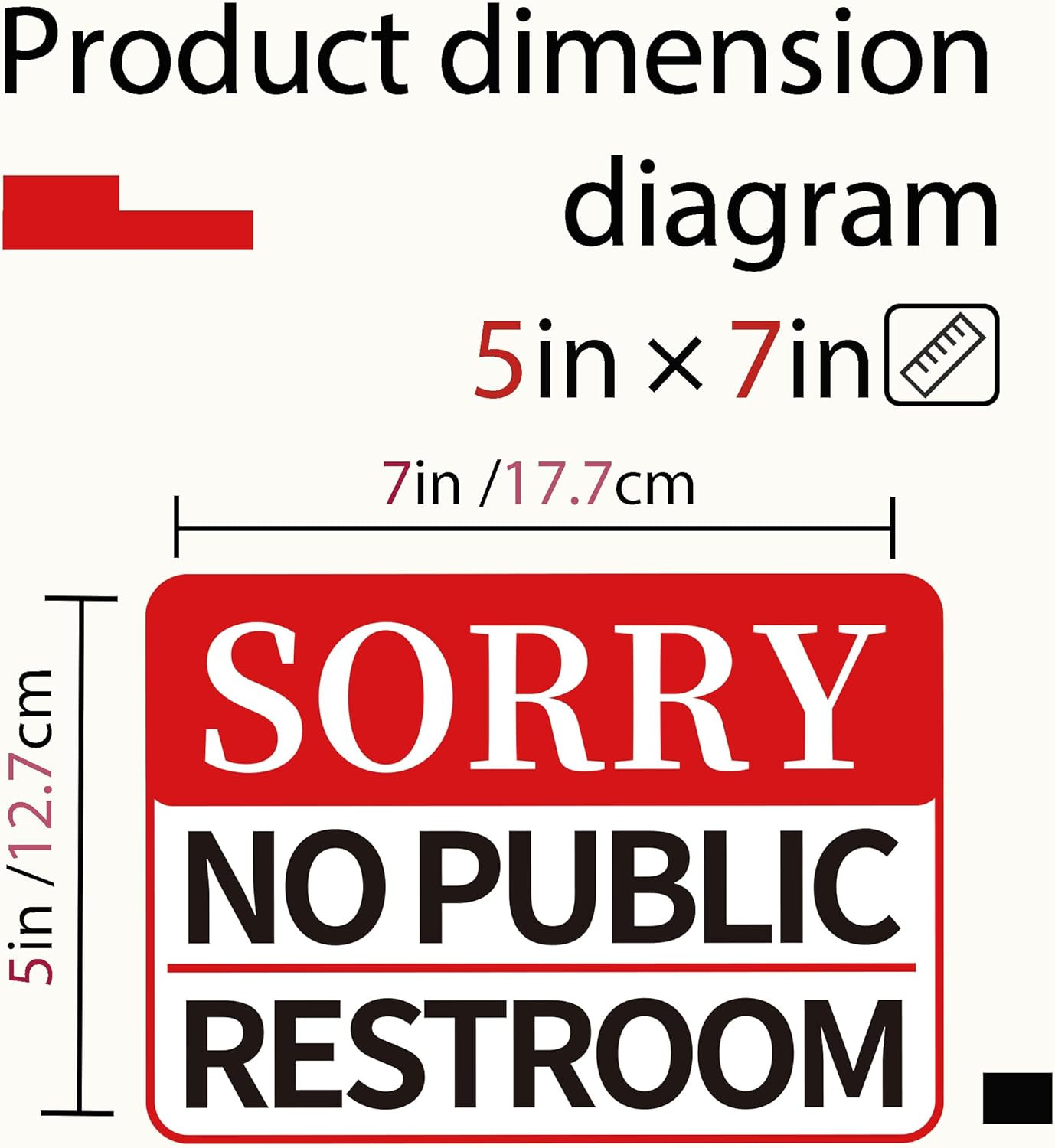 2 PCS Sorry No Public Restroom Signs, Self Adhesive Weatherproof UV Protected