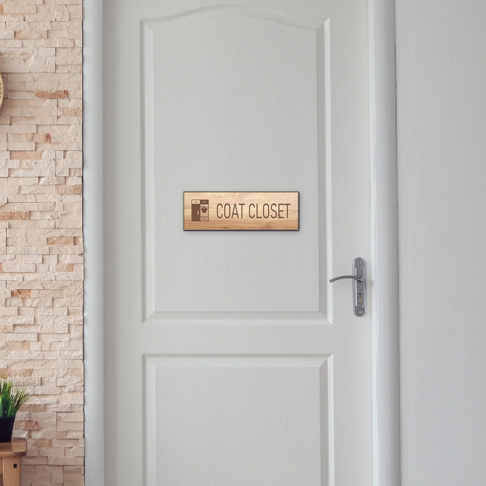 Coat Closet Sign Self-Adhesive Door Wall Window Signage Wood Graining 9×3 Inch