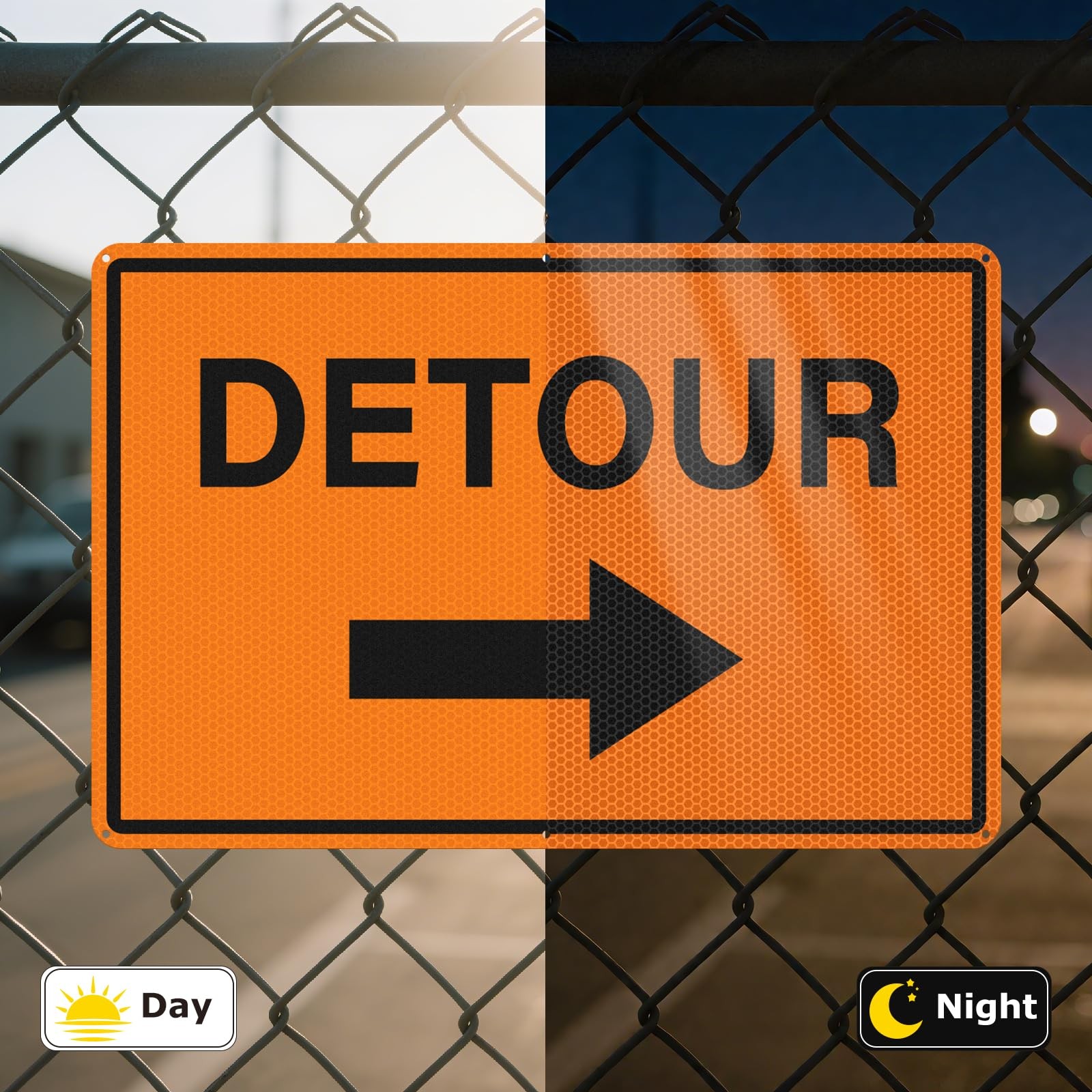 2 PCS 12×18 Inch Detour Sign Right Arrow Reflective Aluminum Traffic Sign