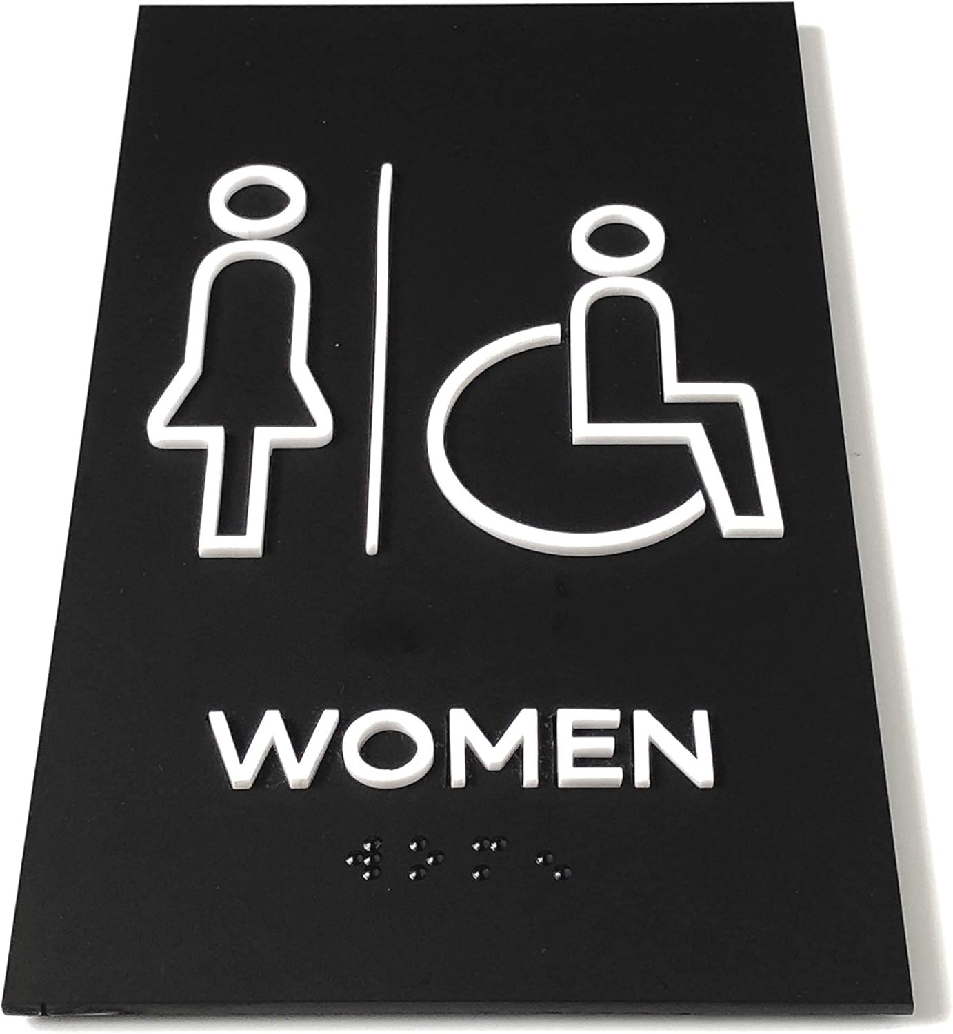 Premium Women + Accessible Restroom Signs for Business, ADA Unisex Bathroom Sign