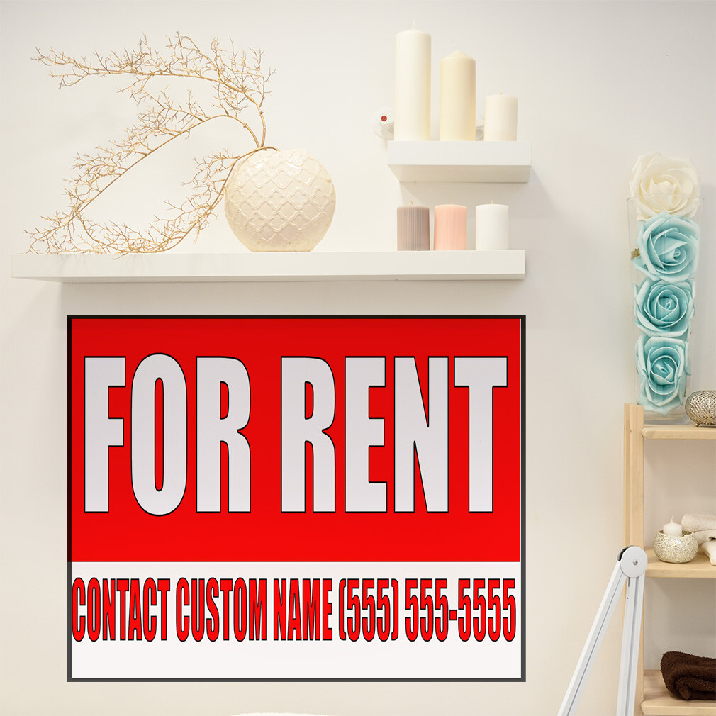 Decal Stickers For Rent Custom Name Phone Number Red Vinyl Store Sign Label