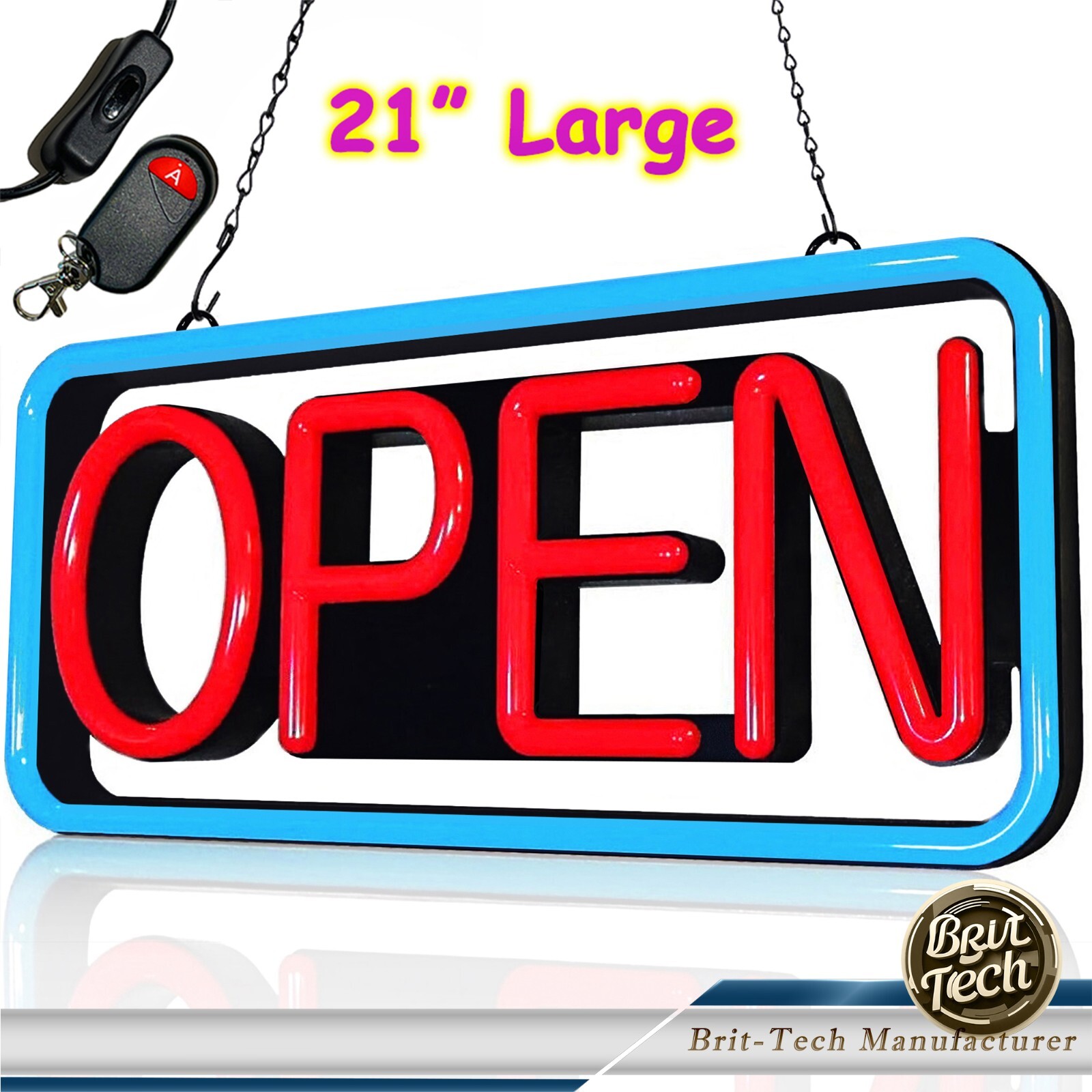 Large LED Open Sign 21&Prime; Neon Light Bright for Restaurant Bar Store Shop Business