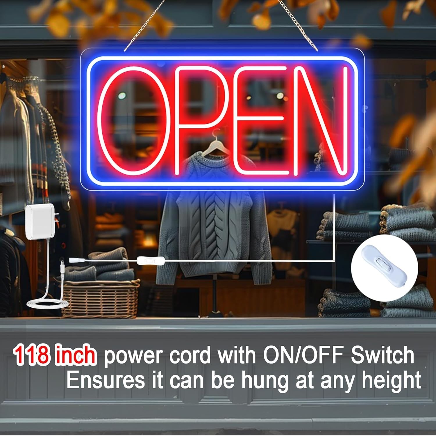 22&Prime; X 11&Prime; Led Neon Open Signs for Business Ultra Bright Plug In Electric Light