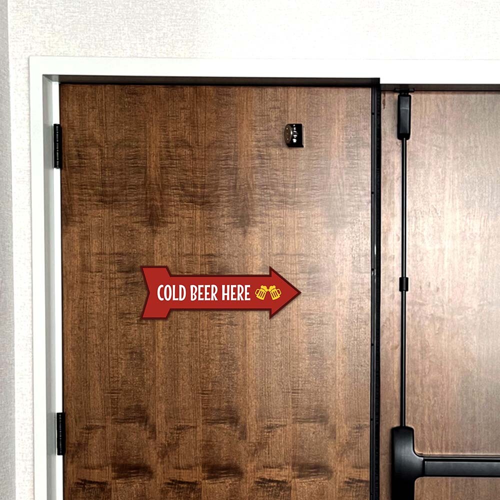 Arrow Shape Plus Cold Beer Here 12×4&Prime; Wall or Door Sign | Christmas