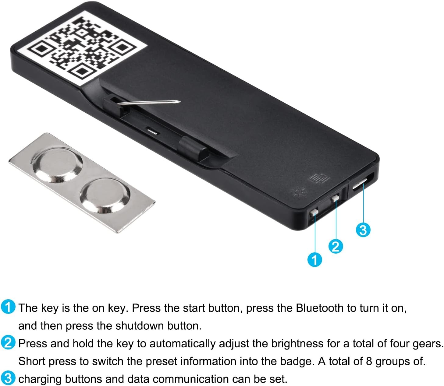 LED Name Tag, Rechargeable Wireless Bluetooth LED Name Badge Reuseable Price Tag