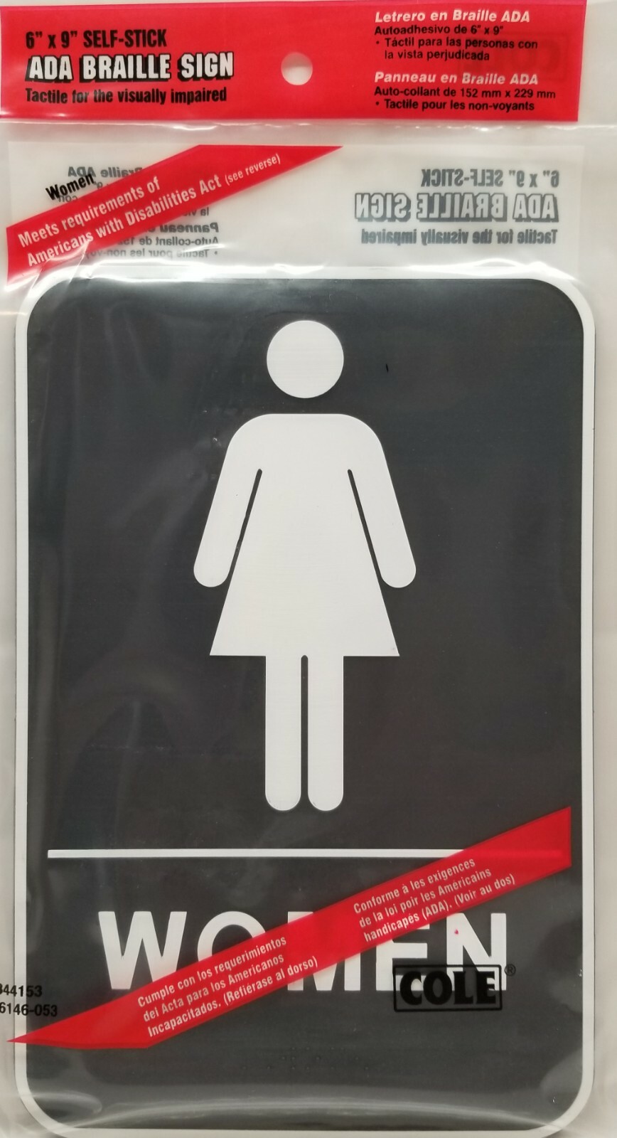Women&rsquo;s Restroom – Bathroom Sign -6&Prime;x9&Prime;- Self-stick Braille- ADA Approved – NEW