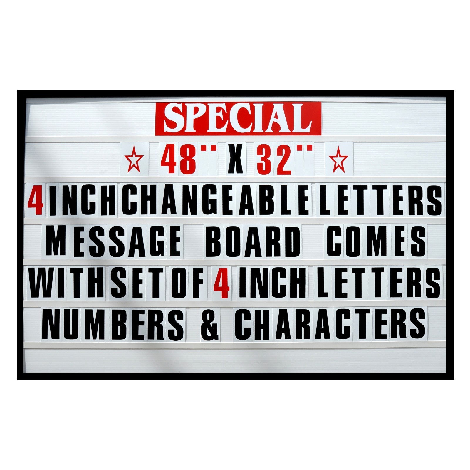 4&Prime; Big Changeable Letter Message Sign Menu Price Marquee Reader Board 48&Prime;x 32&Prime;