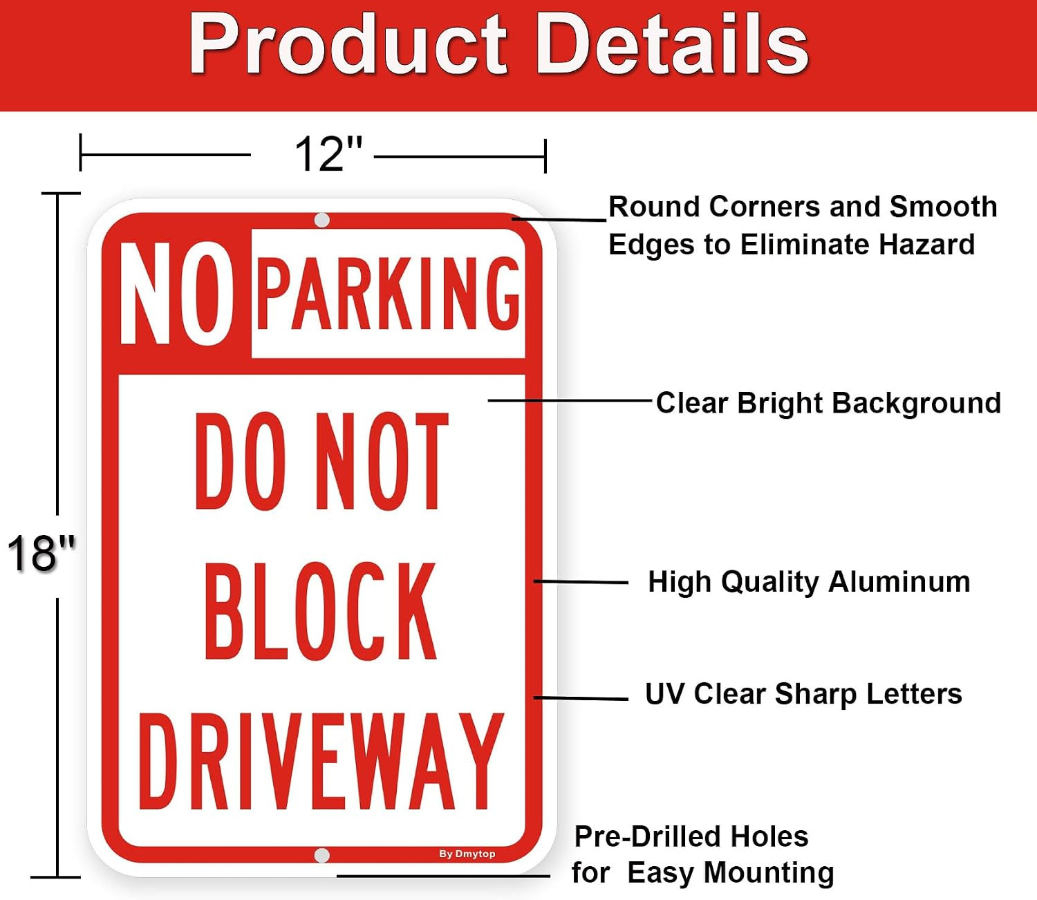 2 Pack Large No Parking Sign Do Not Block Driveway Sign 18 X 12 Inches Rust Free