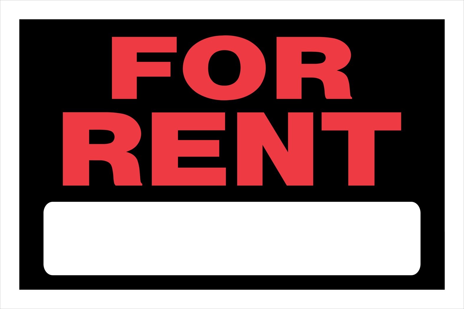 Hillman For Rent Sign 8×12 Inches Reflective Black Red High Visibility Plastic