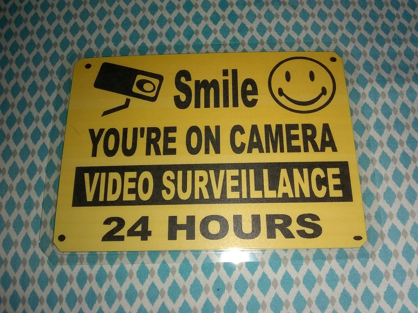 1SMILE YOU&rsquo;RE ON CAMERA Warning Security Yellow Sign 7 1/4&Prime; Wide x 5 1/4&Prime; Height
