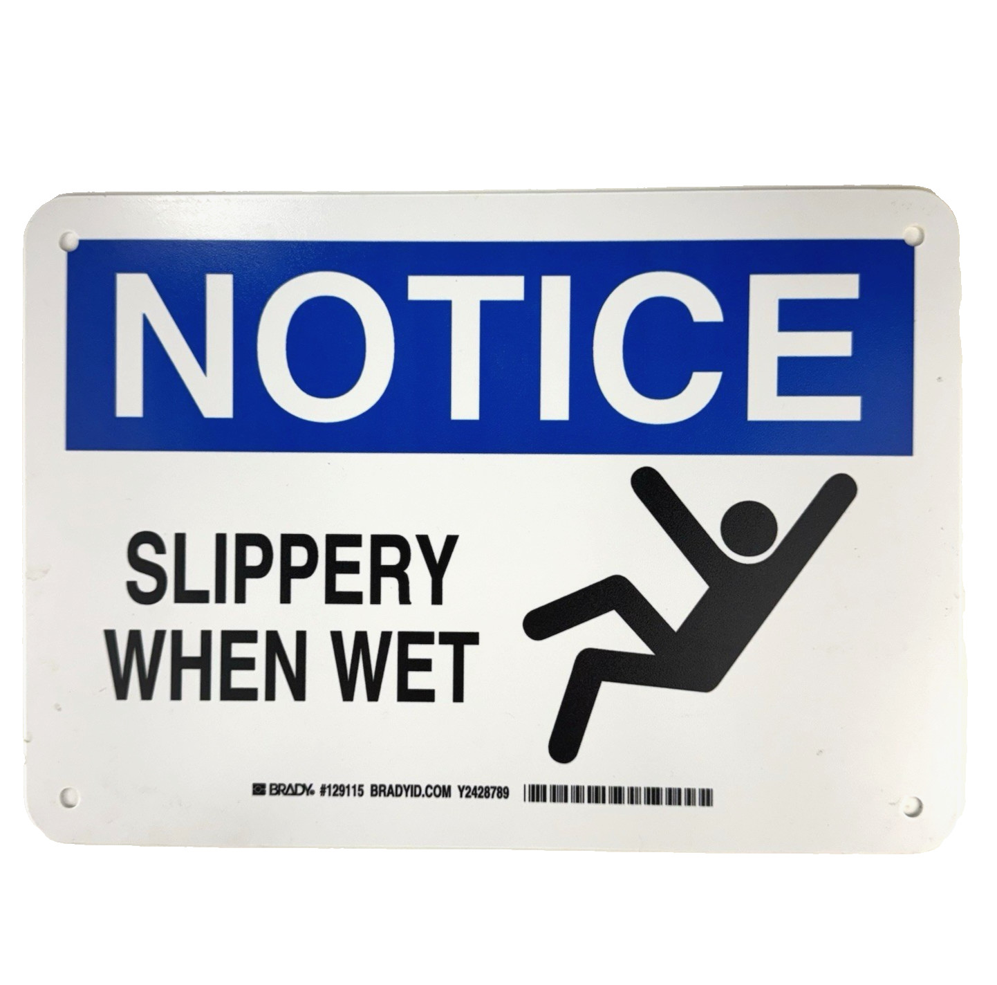 SLIPPERY WHEN WET Sign 10&Prime; x 7&Prime; – Brady Corporation Y2428789 Operational Sign