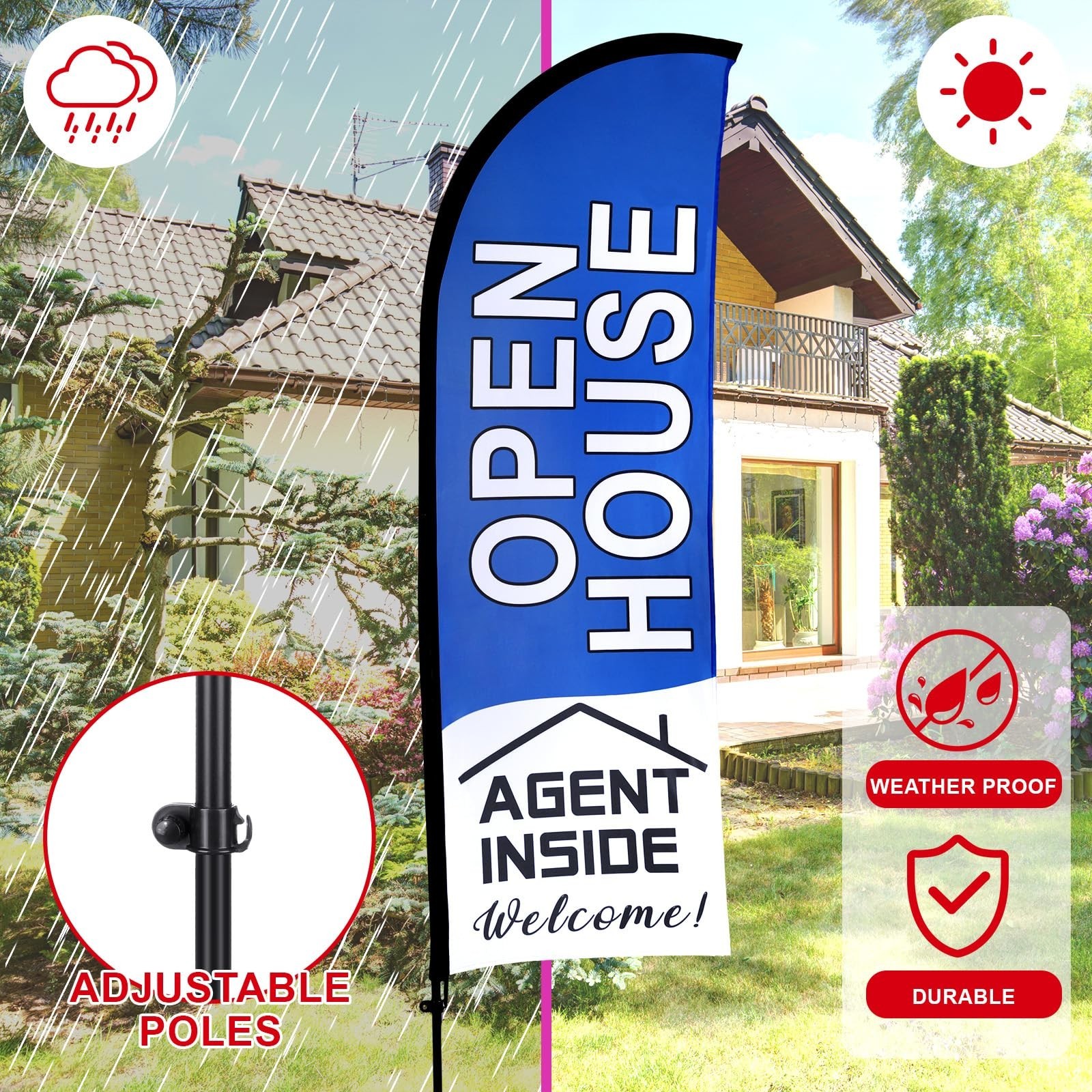 153 Open House Signs Set with Feather Flag, Guest Register, Tent Card & Feedback