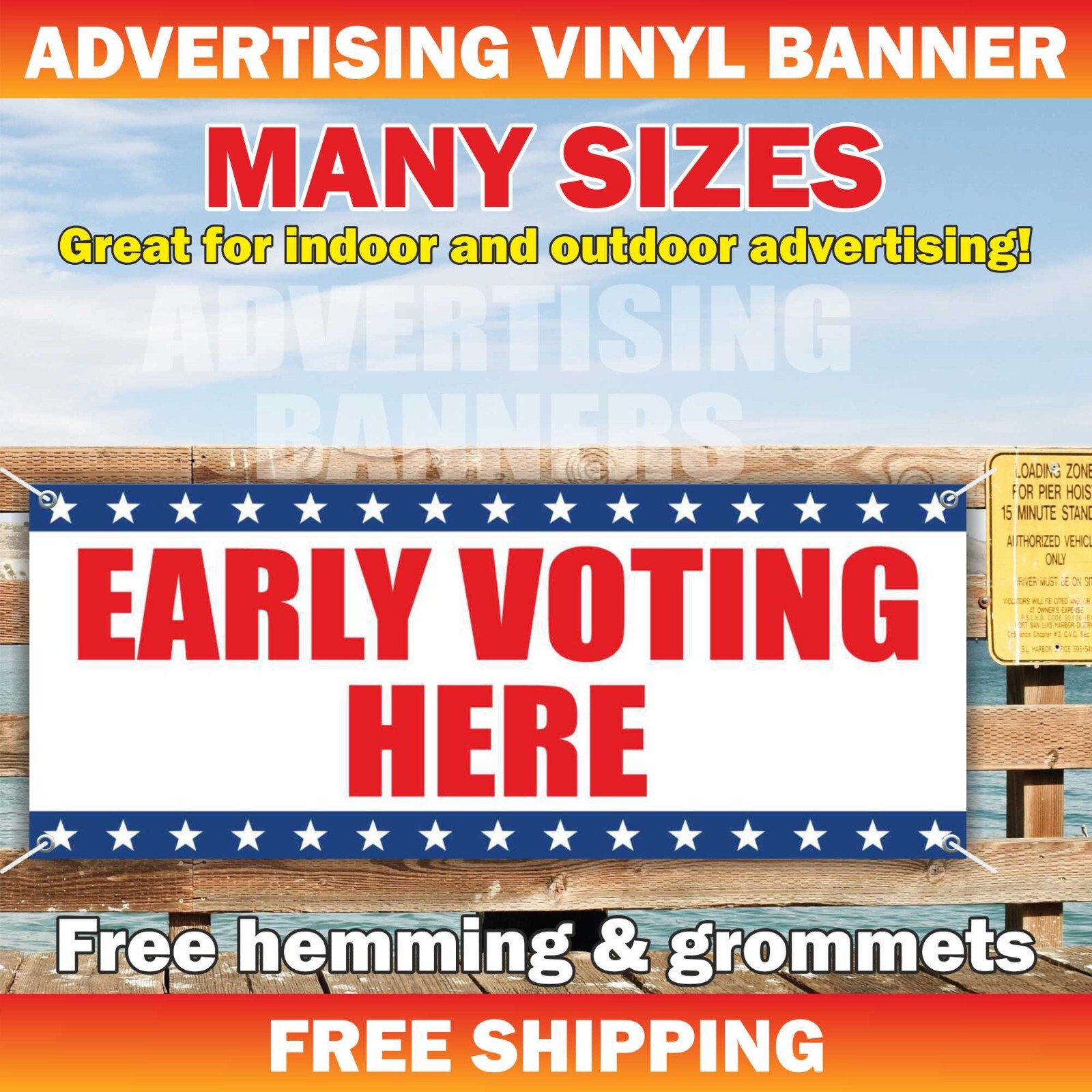 EARLY VOTING HERE Advertising Banner Vinyl Sign Vote ELECTION Politics Poster