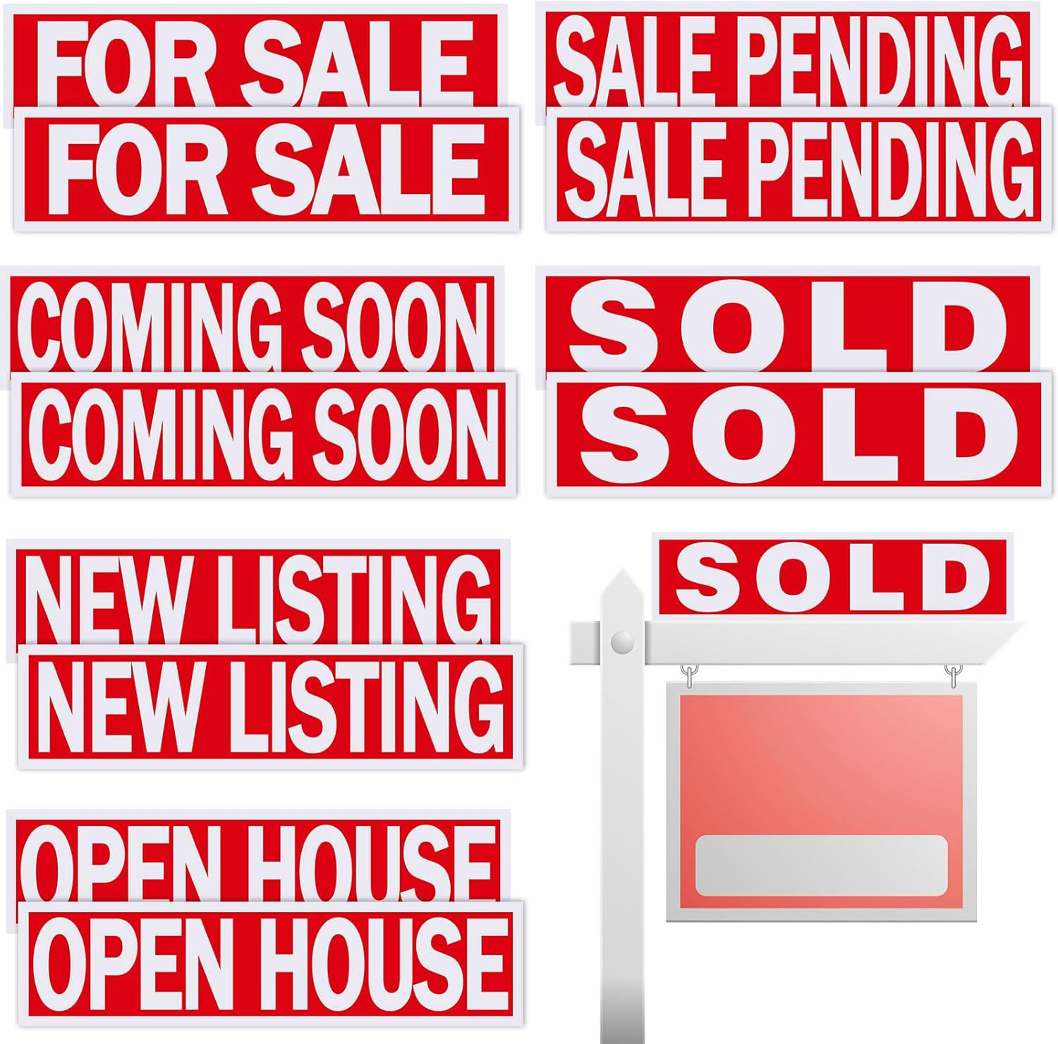 12 Pcs Real Estate Rider Signs 24 X 6 Inch Coming Soon, for Sale, Pending, Sold