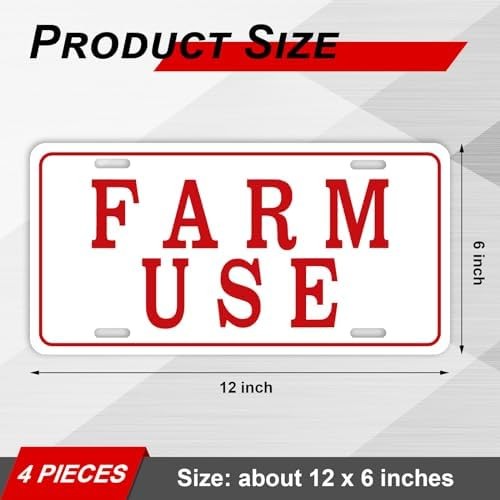 Blulu 4 Pieces Farm Use ID Tag Sign 12 x 6 Inch, Aluminum Reflective Rust Free F