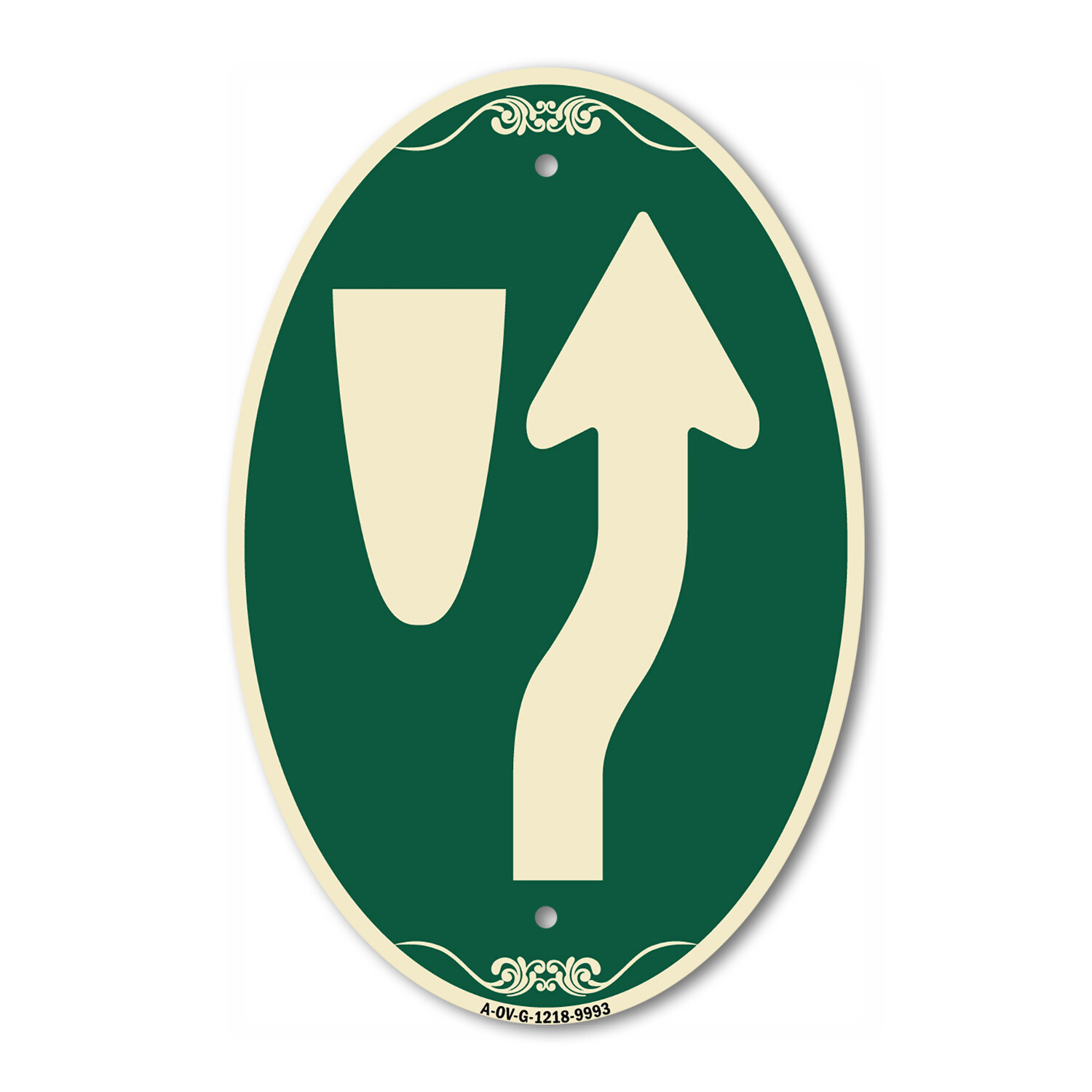 Designer Series Oval – Beware Of Curb Graphic Green & Tan Heavy-Gauge Aluminum