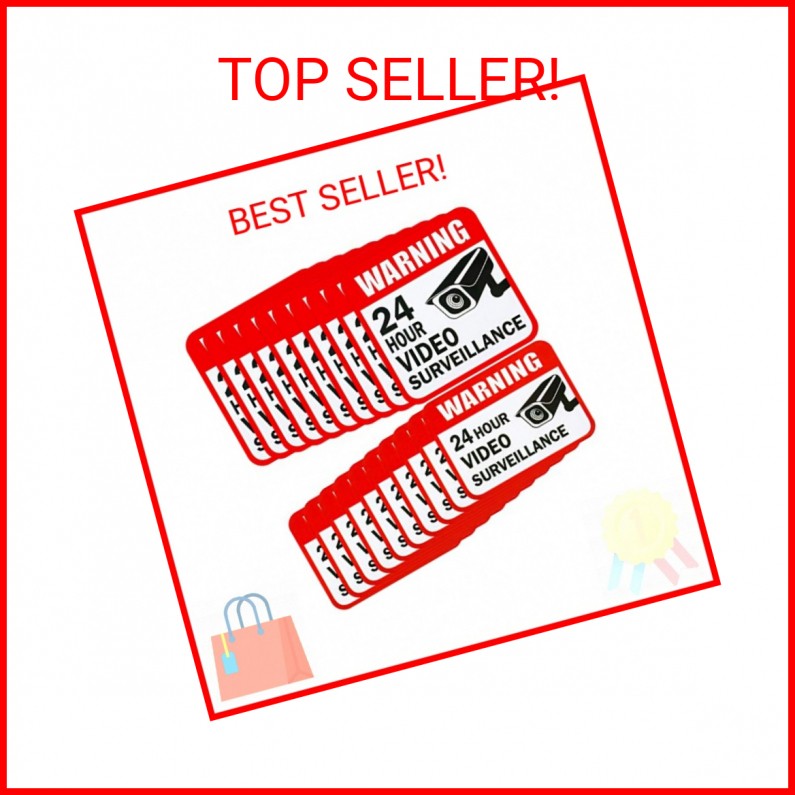 Tatuo 20 Pieces Video Surveillance Sticker Sign Decal 2 Size for Home Business C