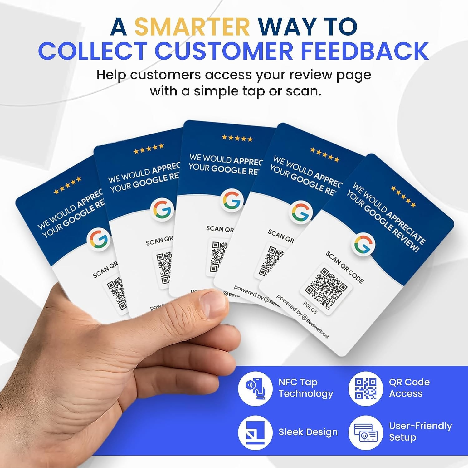 NEW ReviewBoost Google Review NFC Tap Cards QR Code 12 Pack w/ Software
