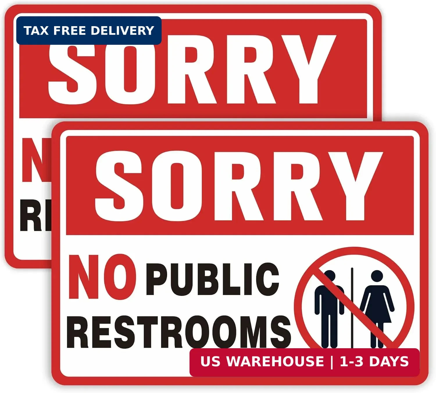 2PCS No Public Restroom Signs for Business, Self Adhesive Weatherproof Vinyl Sor