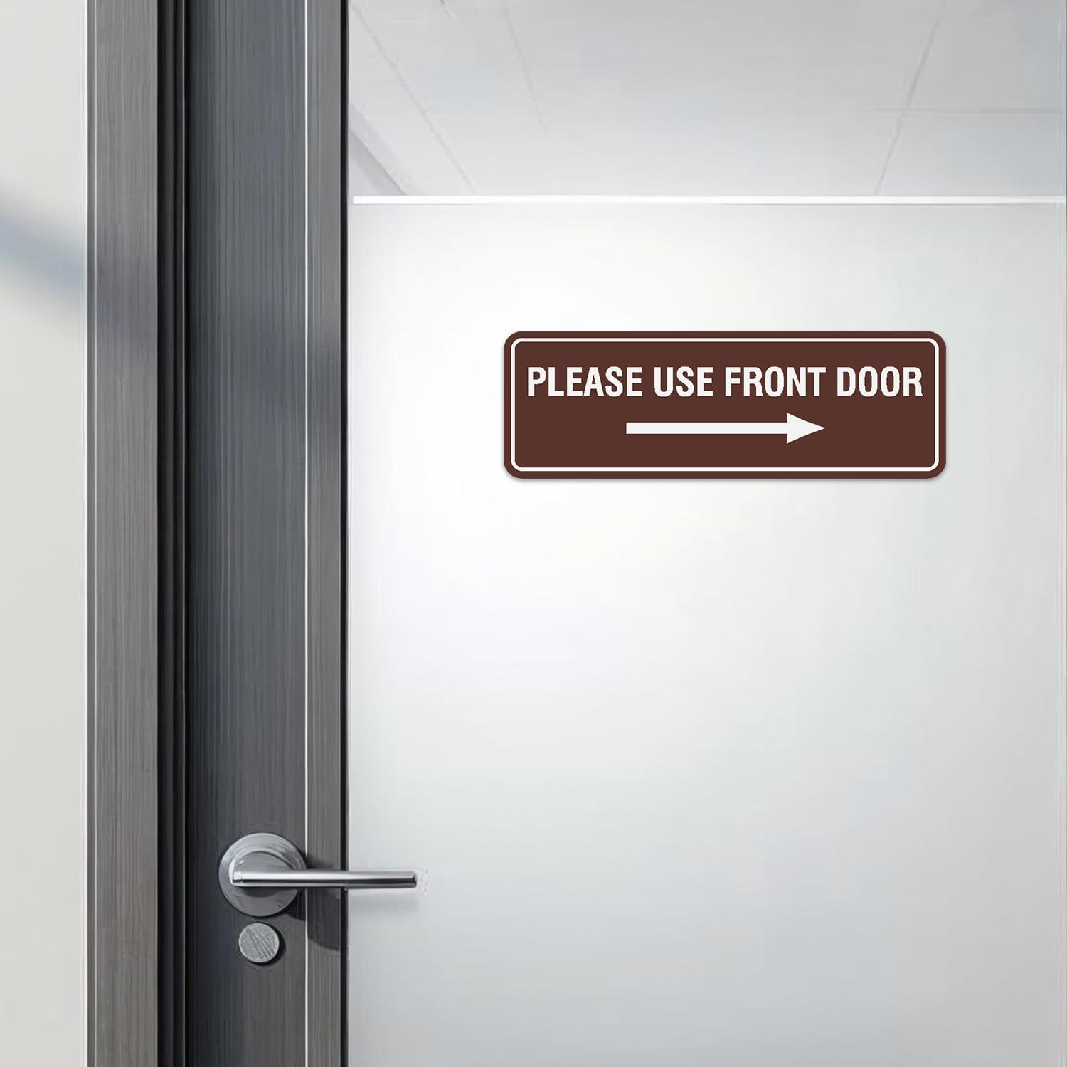 Standard Please Use Front Door Right Arrow Sign Durable Wall Black Large