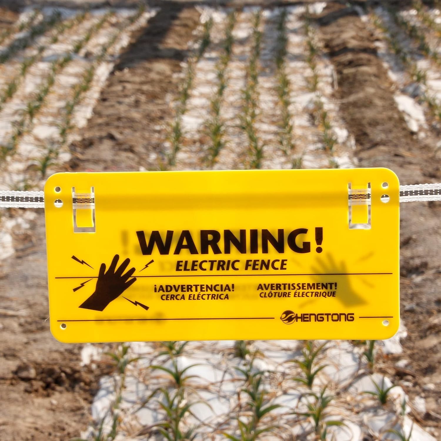 Plastic Electric Fence Warning Signs 4 Pcs 9.5 x 4.7 Inch | Yellow durable sa…