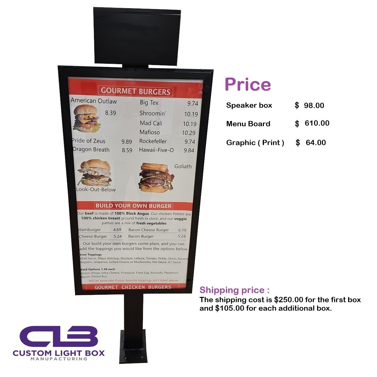 Drive-Thru Menu Board for Restaurants, Slide-N-Lock