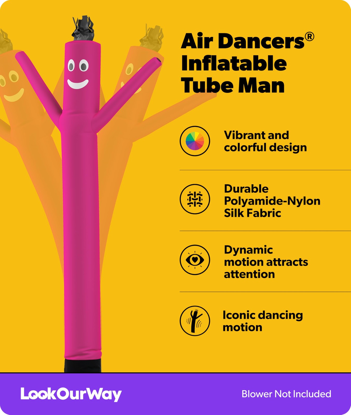 Lookourway Air Dancers Inflatable Tube Man Attachment – 10 Feet Tall Wacky