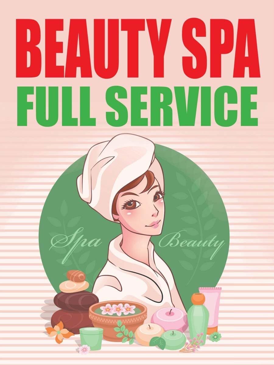 Beauty Spa Full Service | Retail Window Display Sign | 18&Prime;W x 24&Prime;H