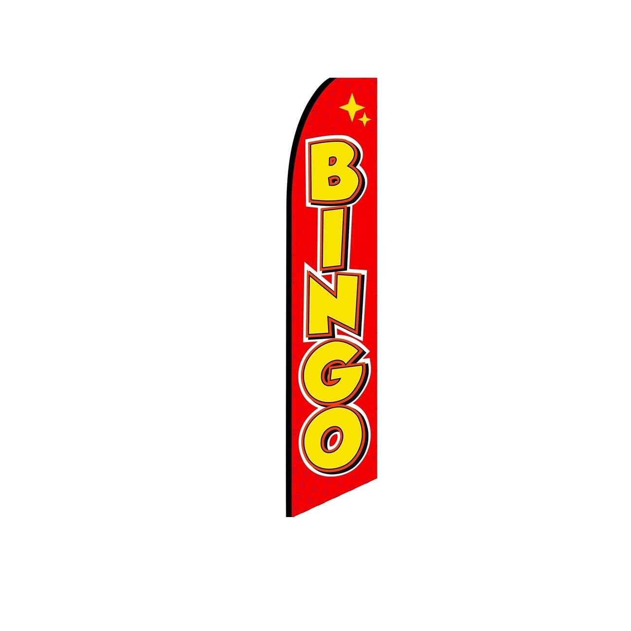 Bingo Red Swooper Flutter Feather Flag | 3ft W x 11.5ft Tall