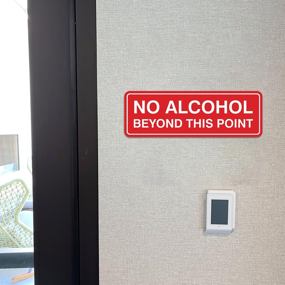 Standard No Alcohol Beyond This Point Sign – Black – Large 3 x 9&Prime;