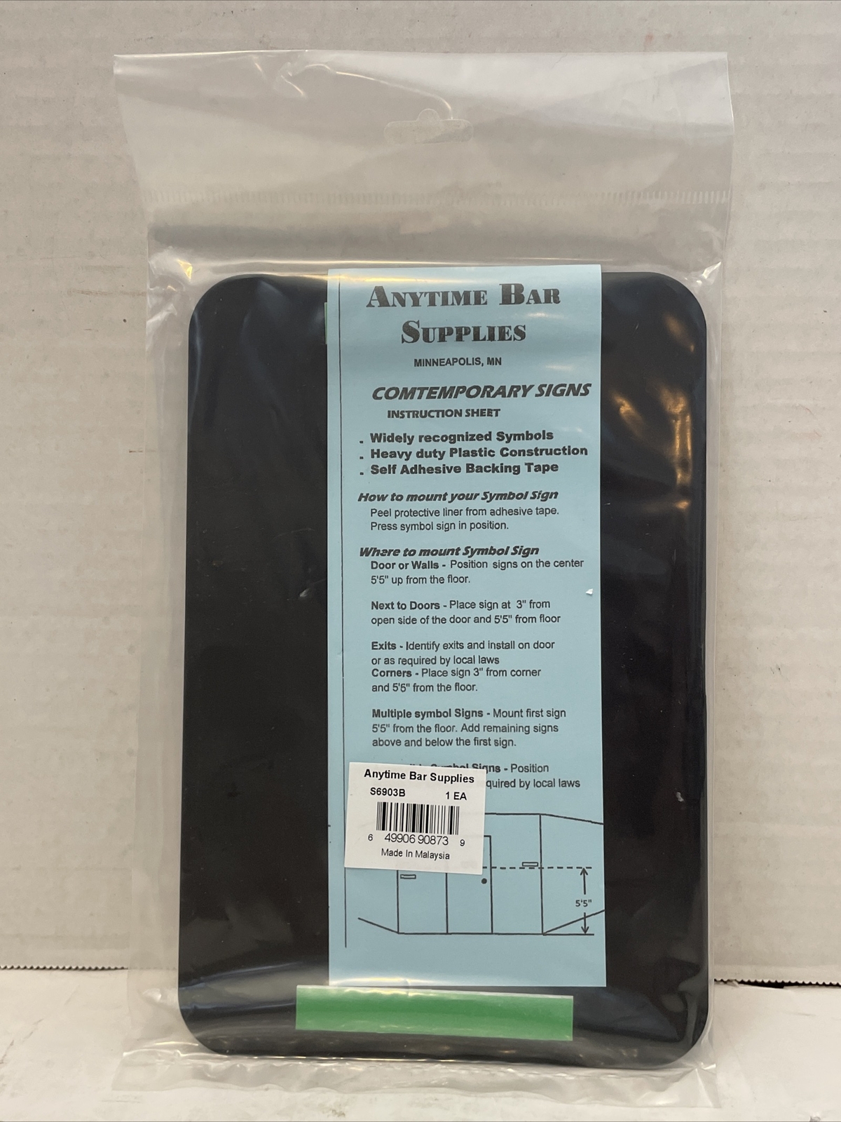 New*Men Restroom/Restrooms Sign w/Braille*Self Adhesive*6×9*Business/Retail