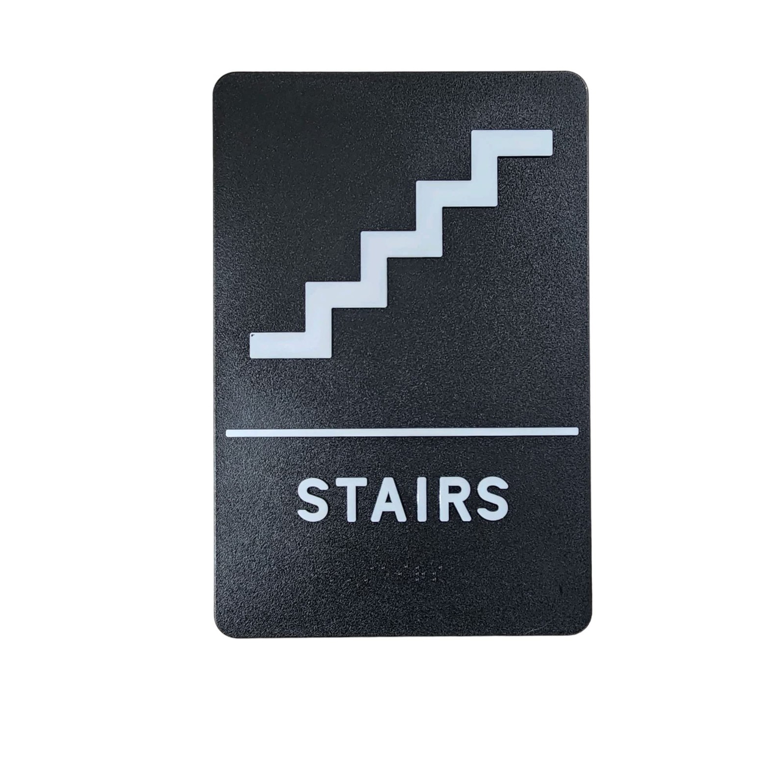ADA Braille Stair Sign 6×9 Inch White On Black Tactical Signage