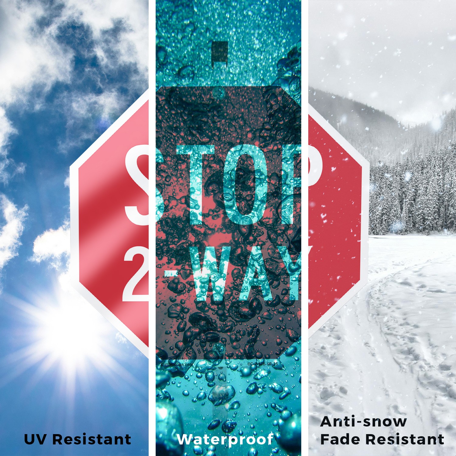 Stop 2-way Octagon Sign With Stake Weather Resistant UV Protected