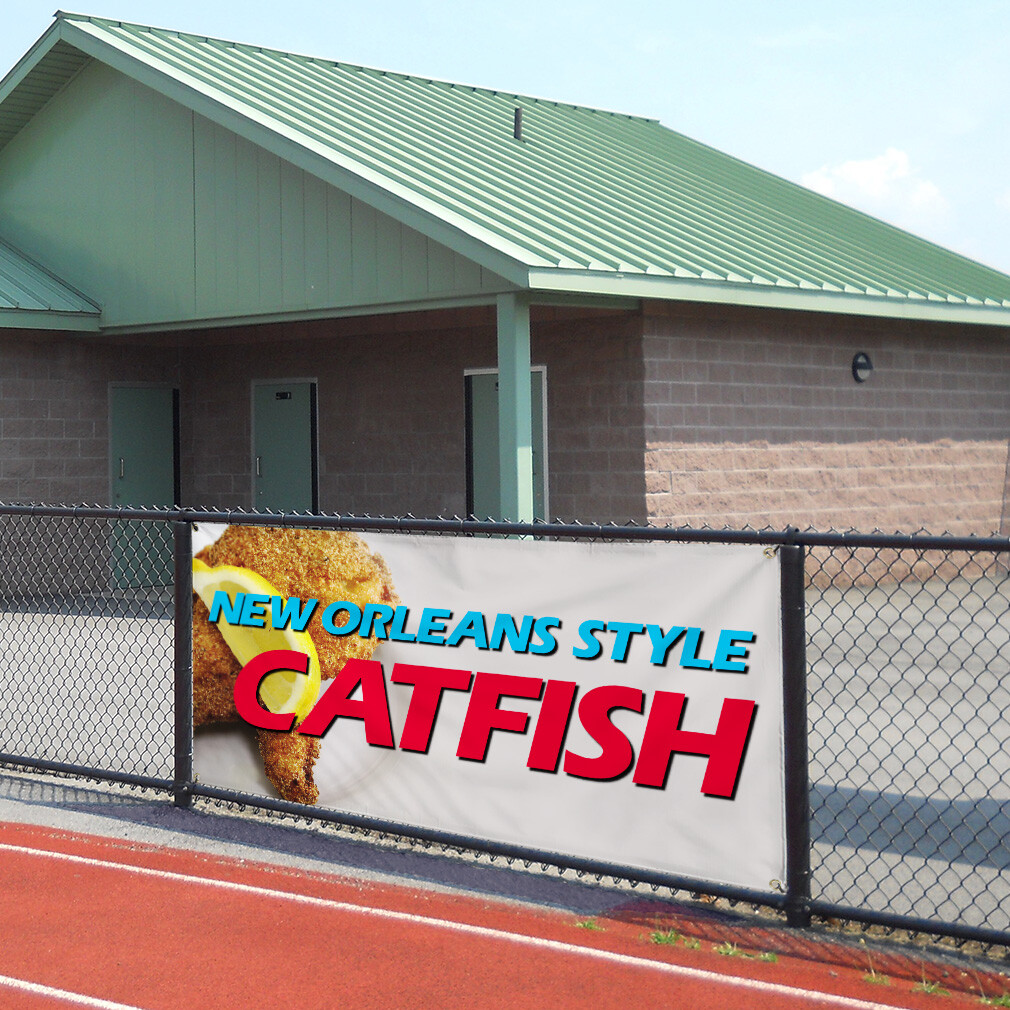 Vinyl Banner Multiple Sizes New Orleans Style Catfish Restaurant Cafe Outdoor