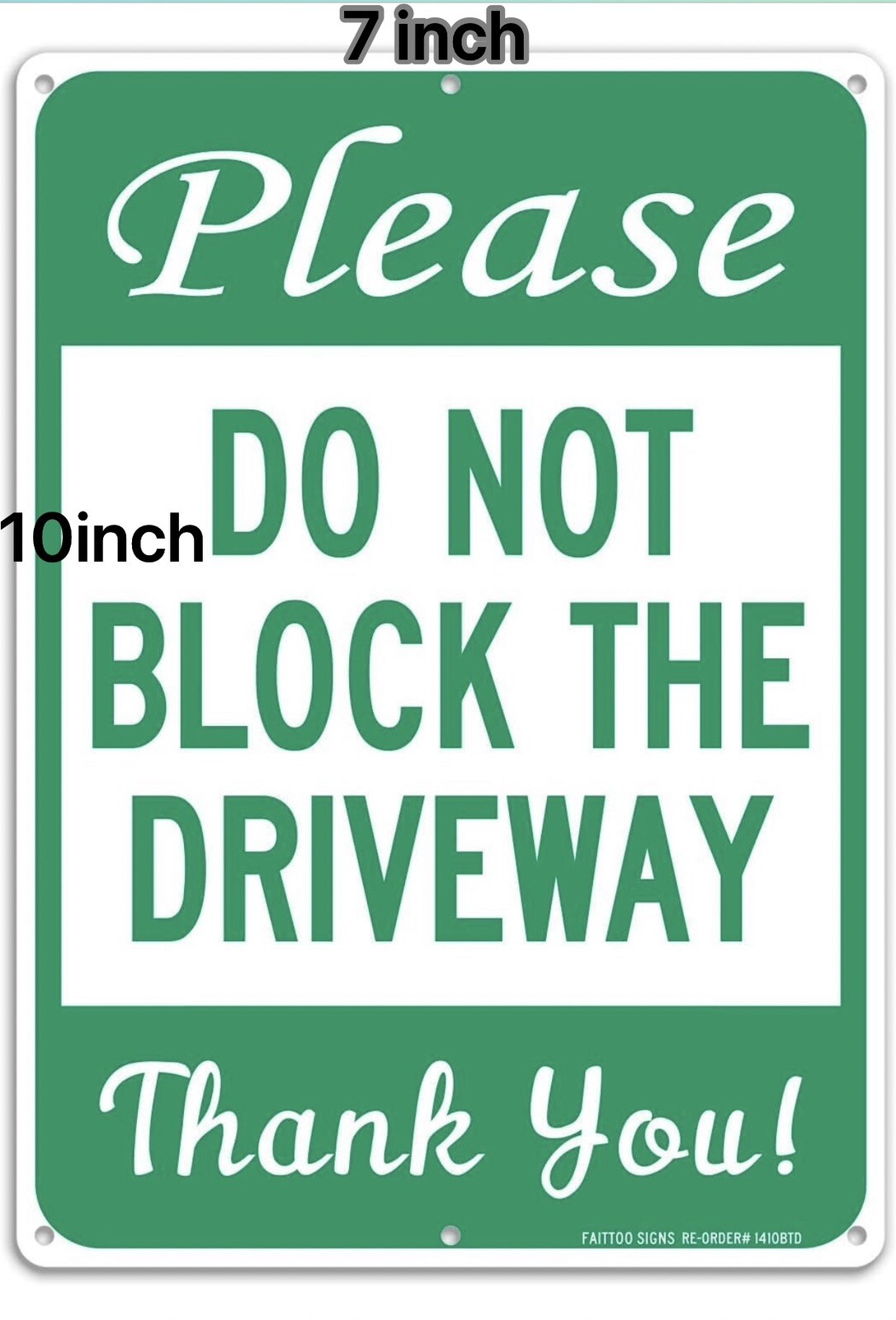 Please Do Not Block The Driveway 40 Rust Free Aluminum 7×10 Inches 2-Pack