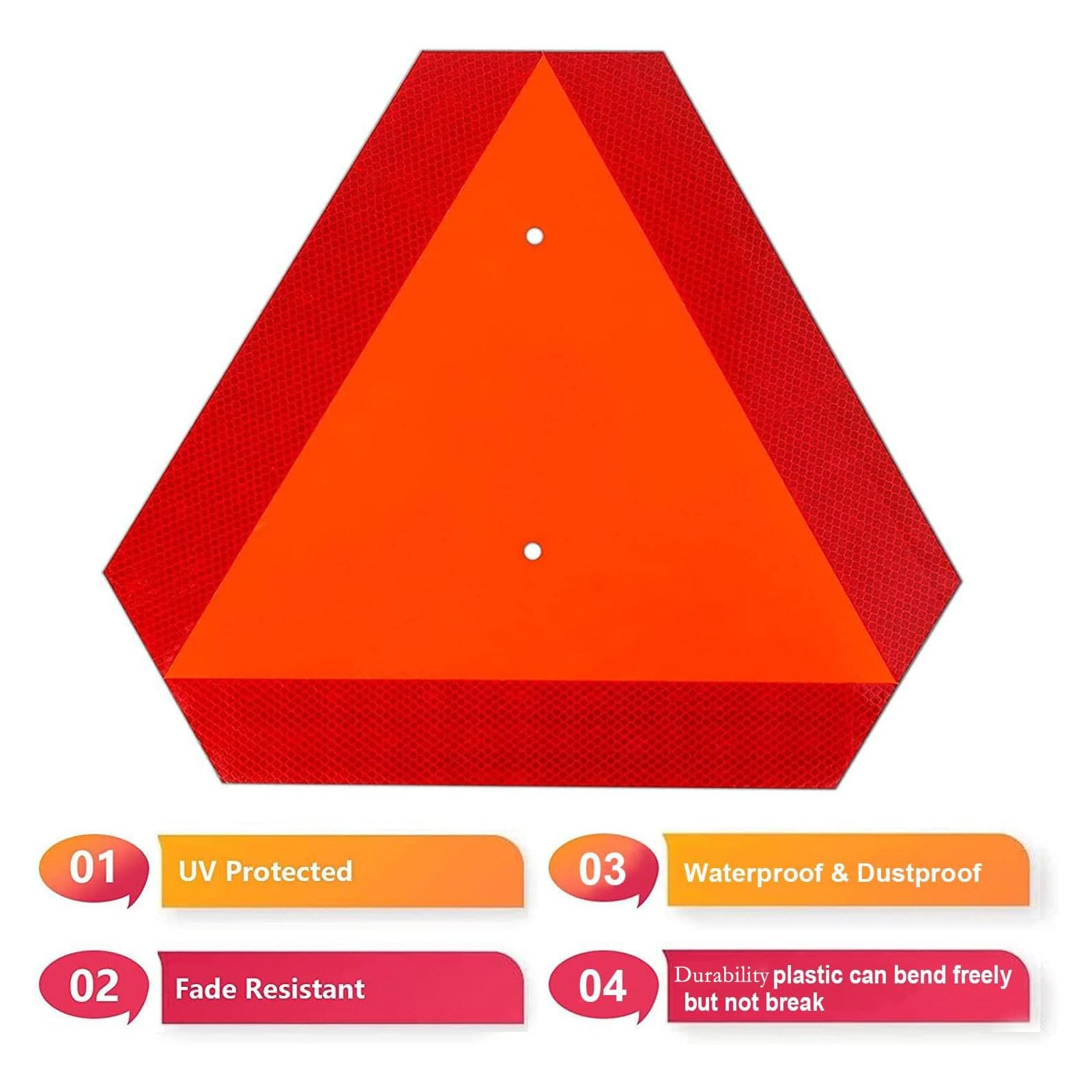 Slow Moving Vehicle Sign Reflective Safety Triangle 14×16 Outdoor
