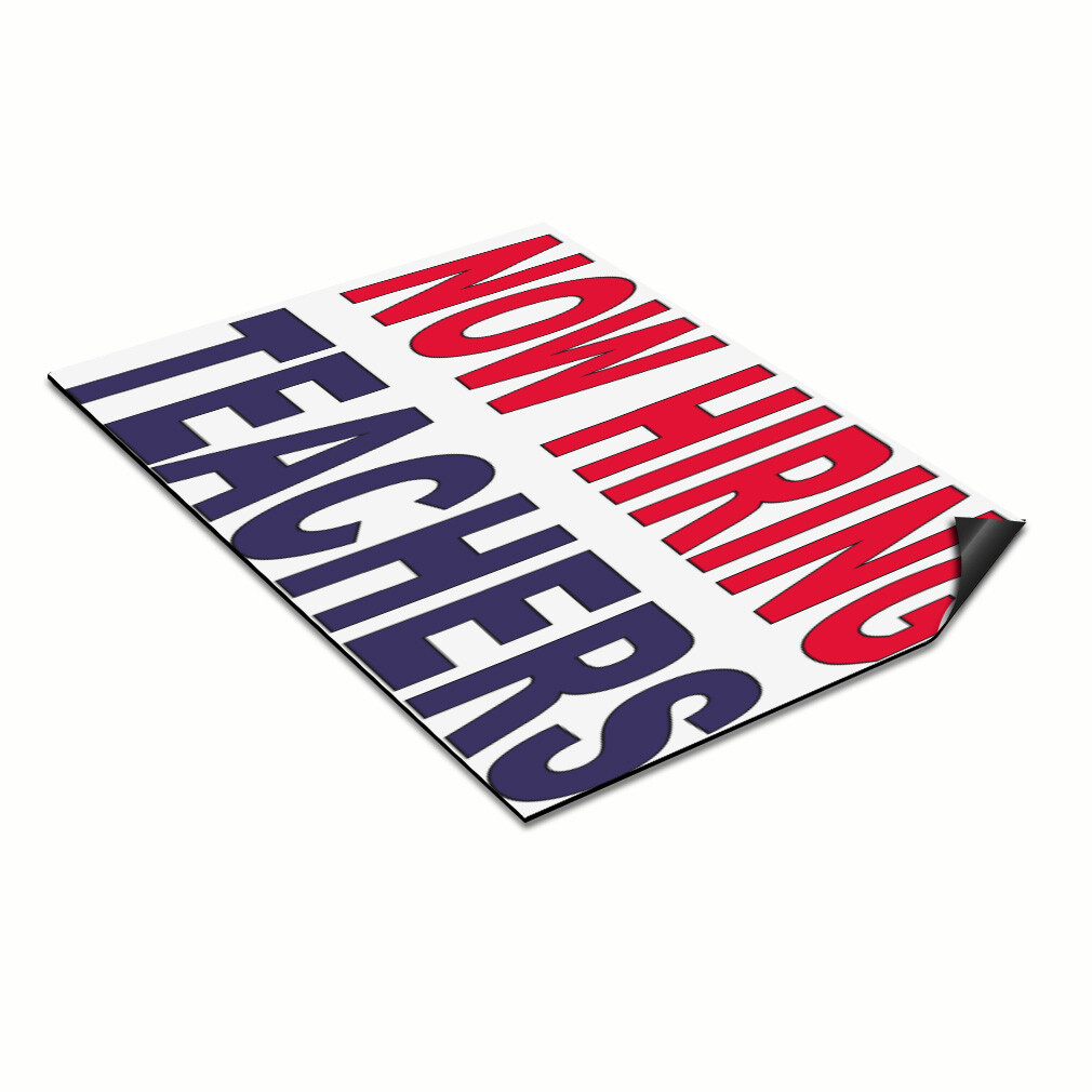 Car Magnet Set of 2 Now Hiring Teachers Red Blue Car Advertising Industrial Sign