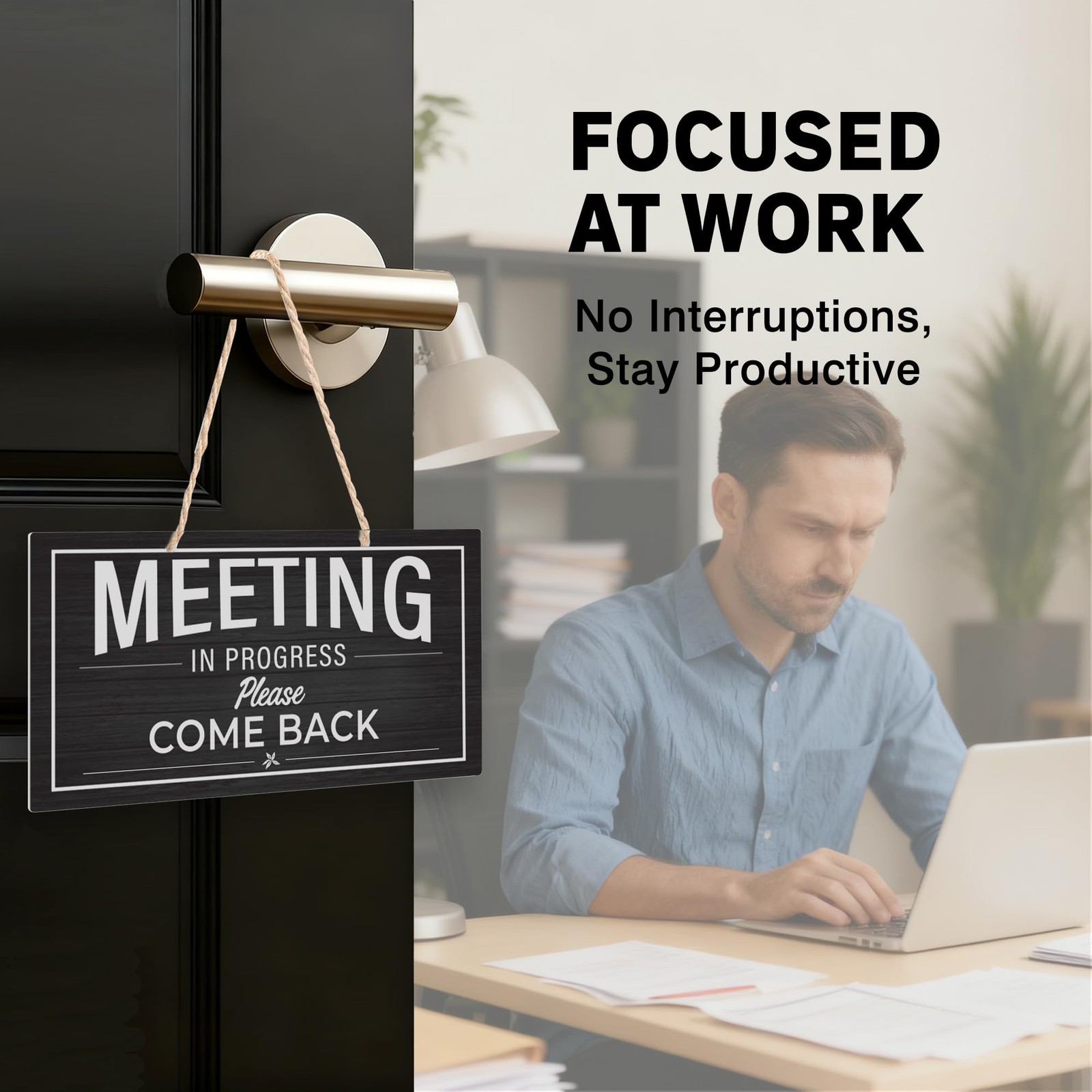 Double-Sided Office Door Hanger Sign, Acrylic “Welcome Please Come In” &“Meet…